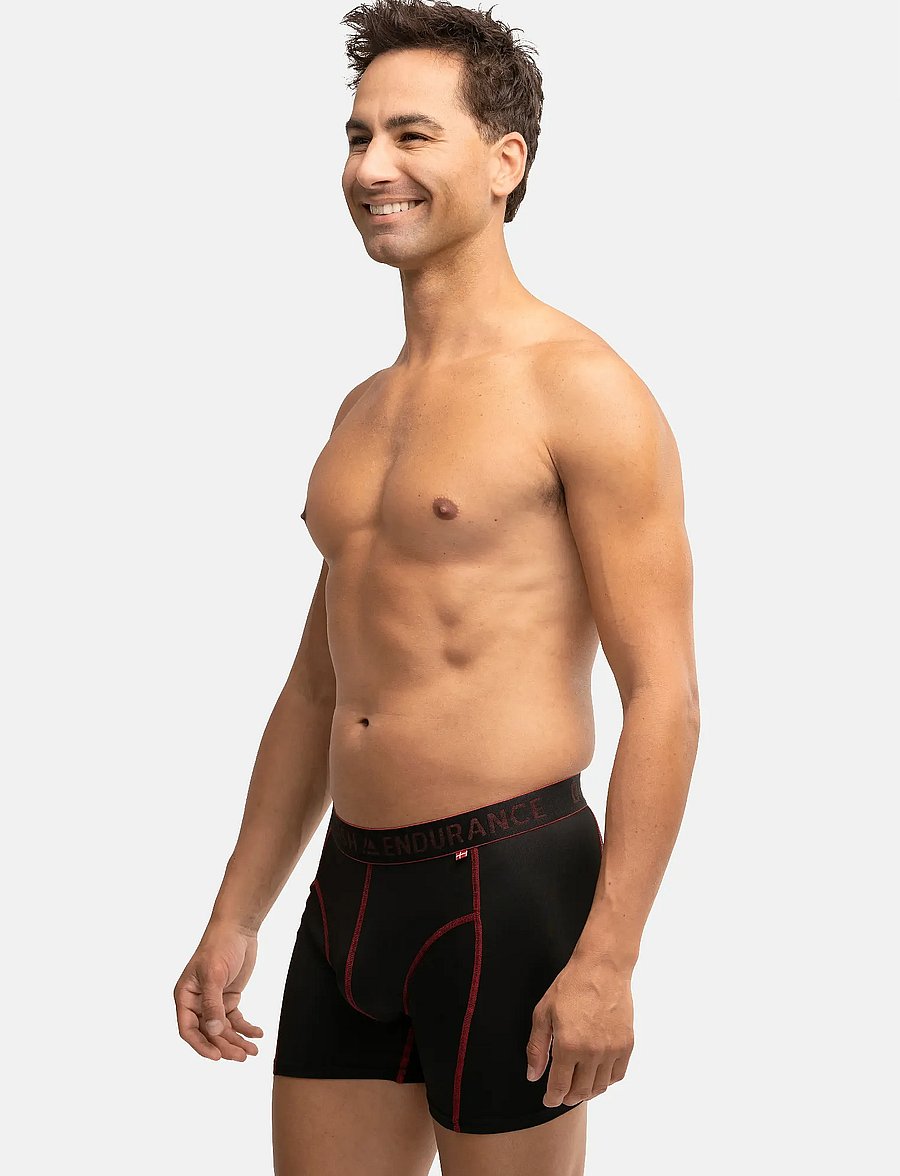 Danish Endurance - Sports Trunks (Men) 6-pack - boxershorts - mc (3xblack, 3xblack/red seams) - 3