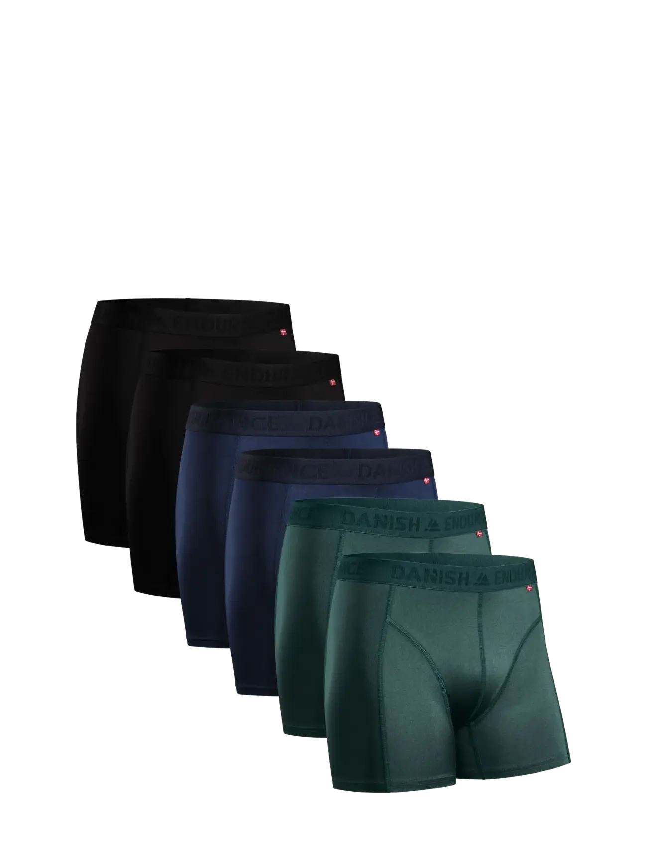 Danish Endurance Sports Trunks (Men) 6-pack - Underwear - MULTICOLOR (2X BLACK, 2X BLUE, 2X GREEN) / multi
