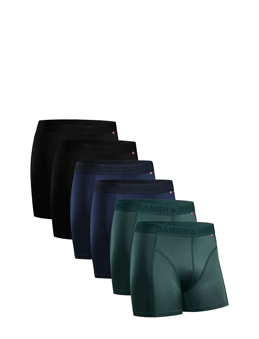 Danish Endurance - Sports Trunks (Men) 6-pack - boxershorts - multicolor (2x black, 2x blue, 2x green) - 0
