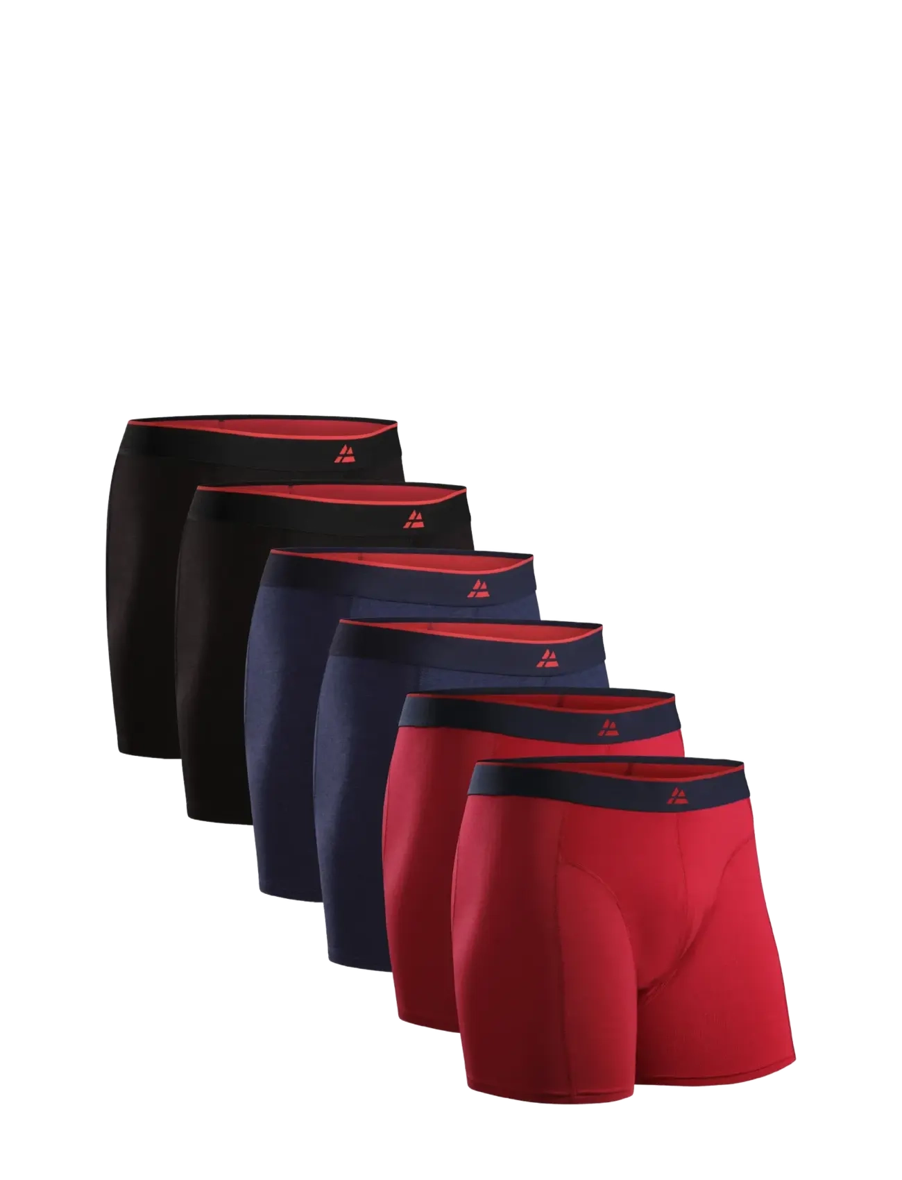 Danish Endurance Bamboo Trunks (Men) 6-pack - Underwear - MC (2XBLACK, 2XRED, 2XNAVY BLUE) / red