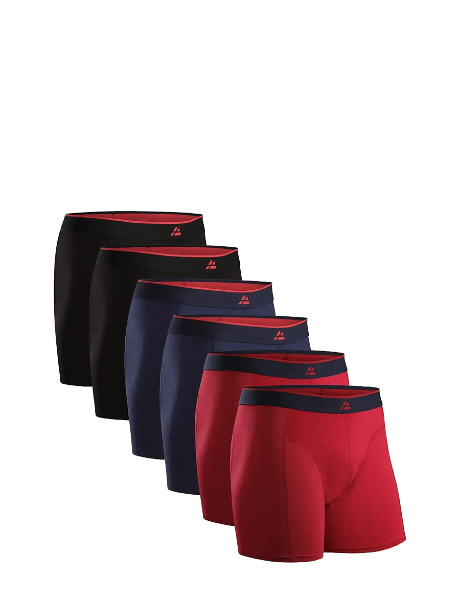 Danish Endurance - Bamboo Trunks (Men) 6-pack - boxershorts - mc (2xblack, 2xred, 2xnavy blue) - 1