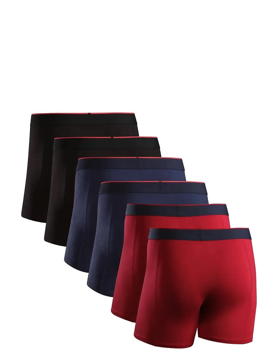 Danish Endurance - Bamboo Trunks (Men) 6-pack - boxershorts - mc (2xblack, 2xred, 2xnavy blue) - 2