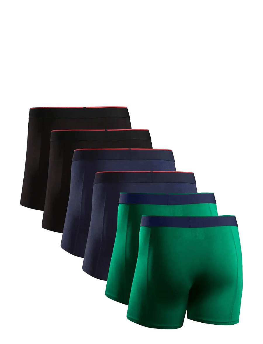 Danish Endurance - Bamboo Trunks (Men) 6-pack - boxershorts - mc (2xblack, 2xnavy blue, 2xgreen) - 2