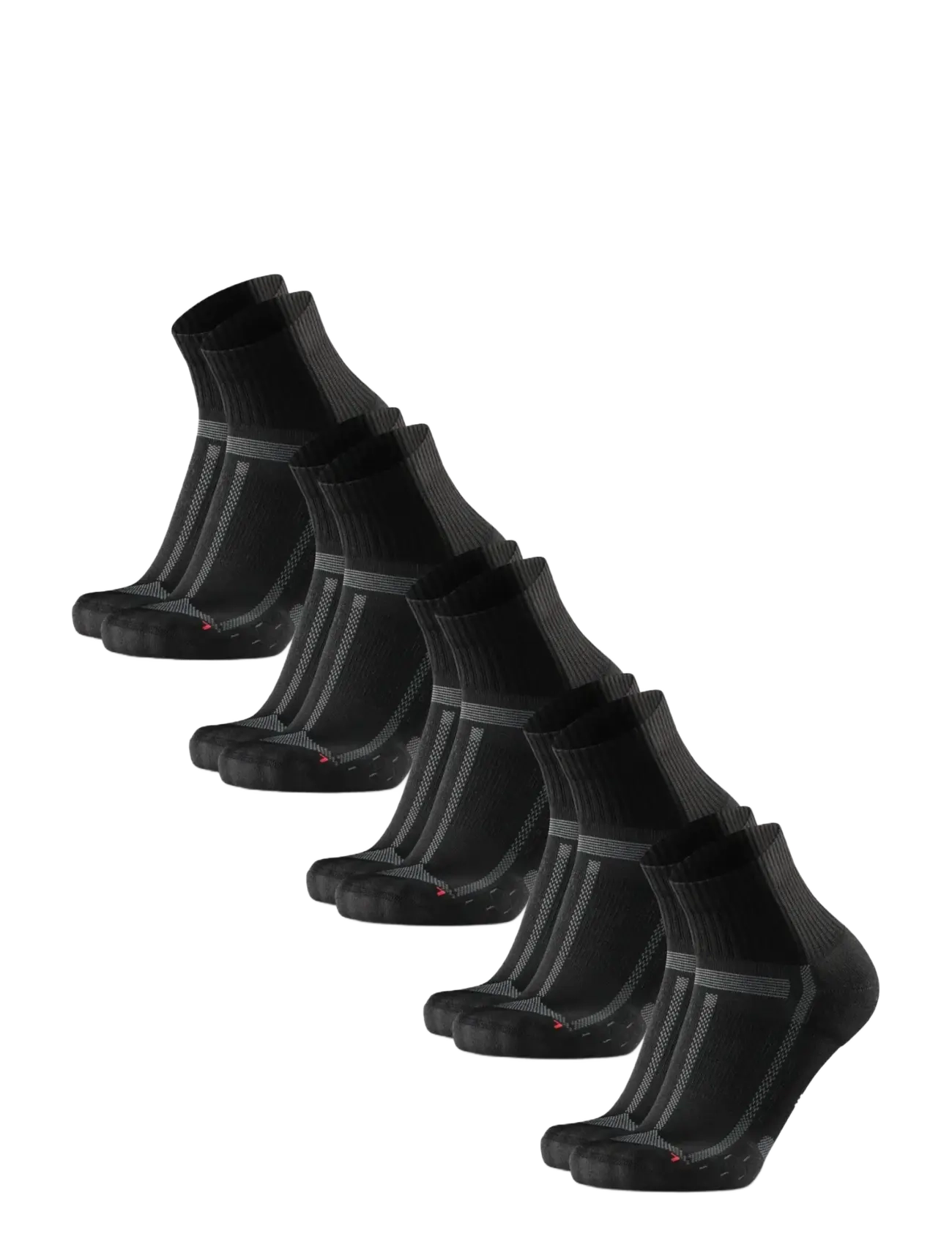 Danish Endurance Long Distance Running Quarter Socks 5-pack - Sokid - BLACK/GREY / black