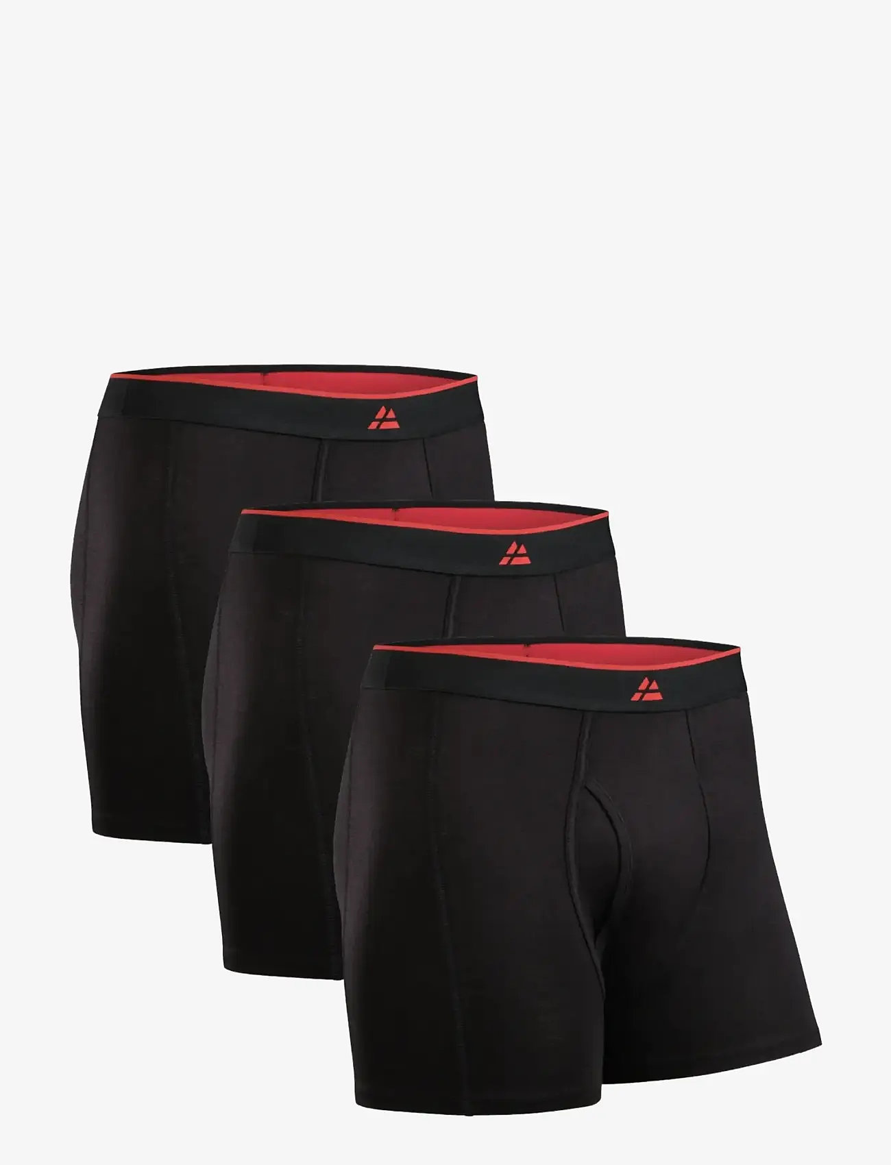 Danish Endurance - Bamboo Fly Trunks (Men) 3-pack - boxer briefs - black/red - 1