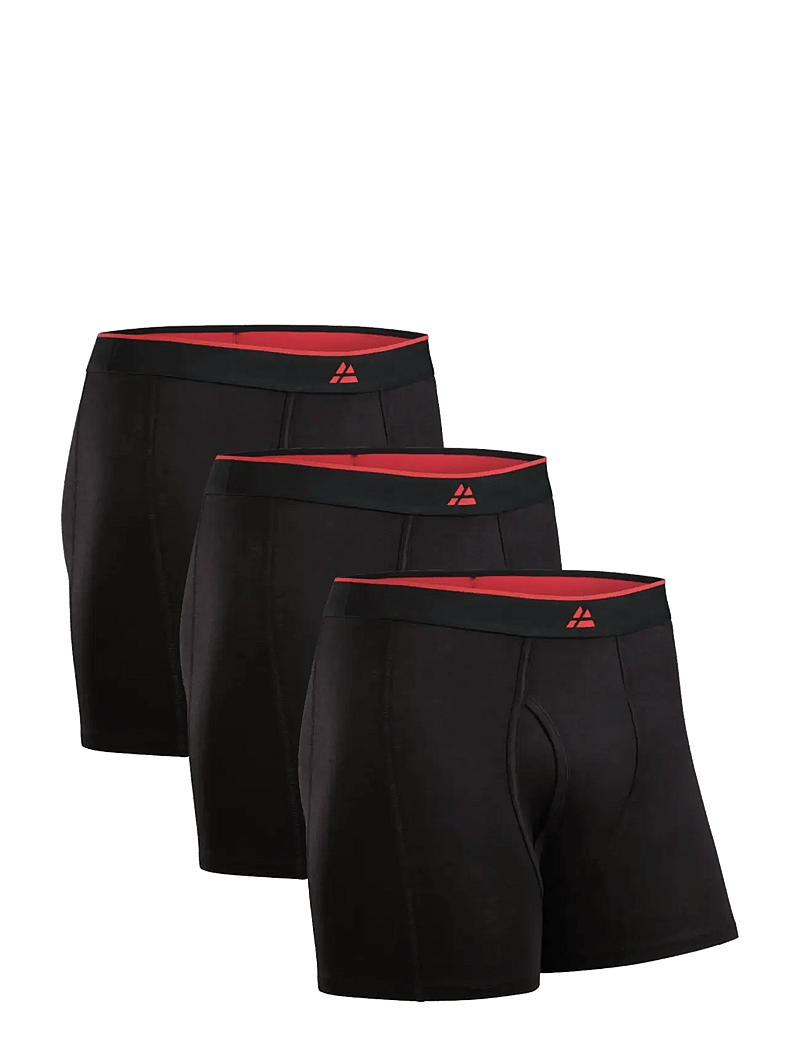 Danish Endurance - Bamboo Fly Trunks (Men) 3-pack - boxer briefs - black/red - 1