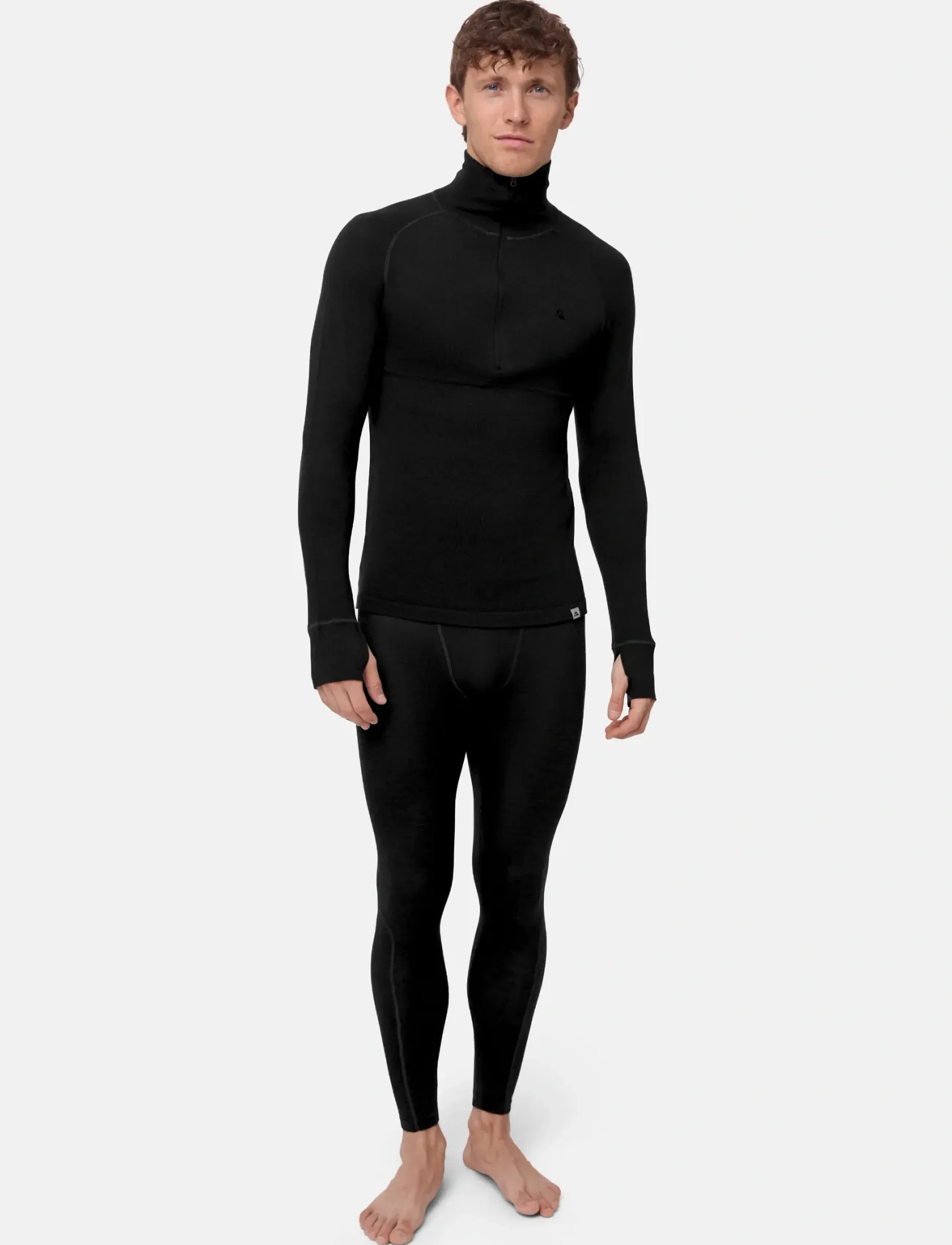 Danish Endurance - Core Merino Half Zip Baselayer Set (Men) 1-pack - black - 0