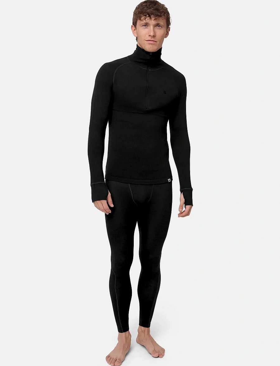 Danish Endurance - Core Merino Half Zip Baselayer Set (Men) 1-pack - black - 0