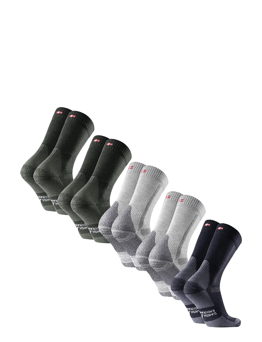 Danish Endurance - Classic Hiking Crew Socks 5-pack MC (2xGreen, 2xLight Grey, 1xNavy) 43-47 - mc (2xgreen, 2xlight grey, 1xnavy - 2