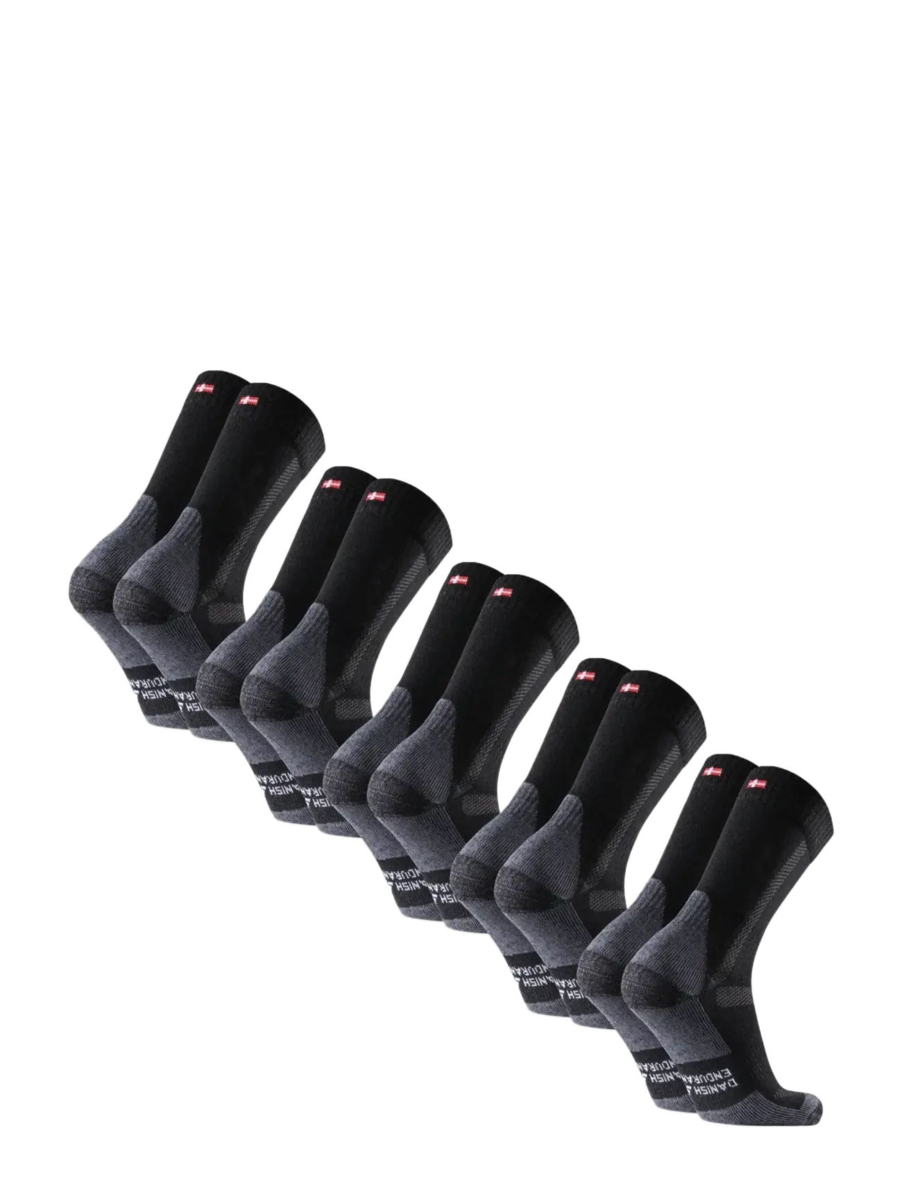 Danish Endurance - Classic Hiking Crew Socks 5-pack MC (2xGreen, 2xLight Grey, 1xNavy) 43-47 - black/grey - 2