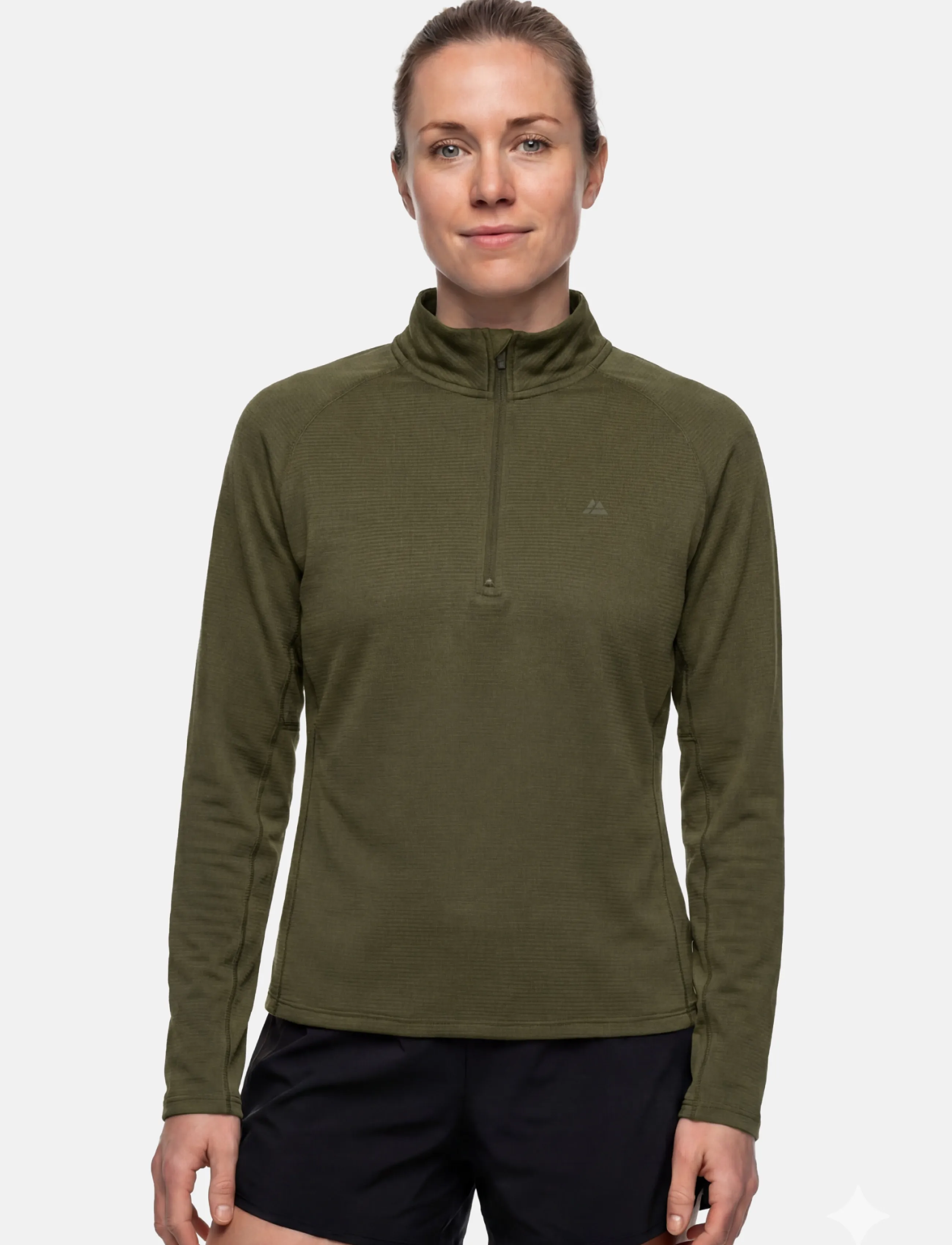 Danish Endurance Momentum Half Zip Running Shirt (Women), S, Sport Clothing, Khakigrün - Fleeces & Midlayers, Frauen