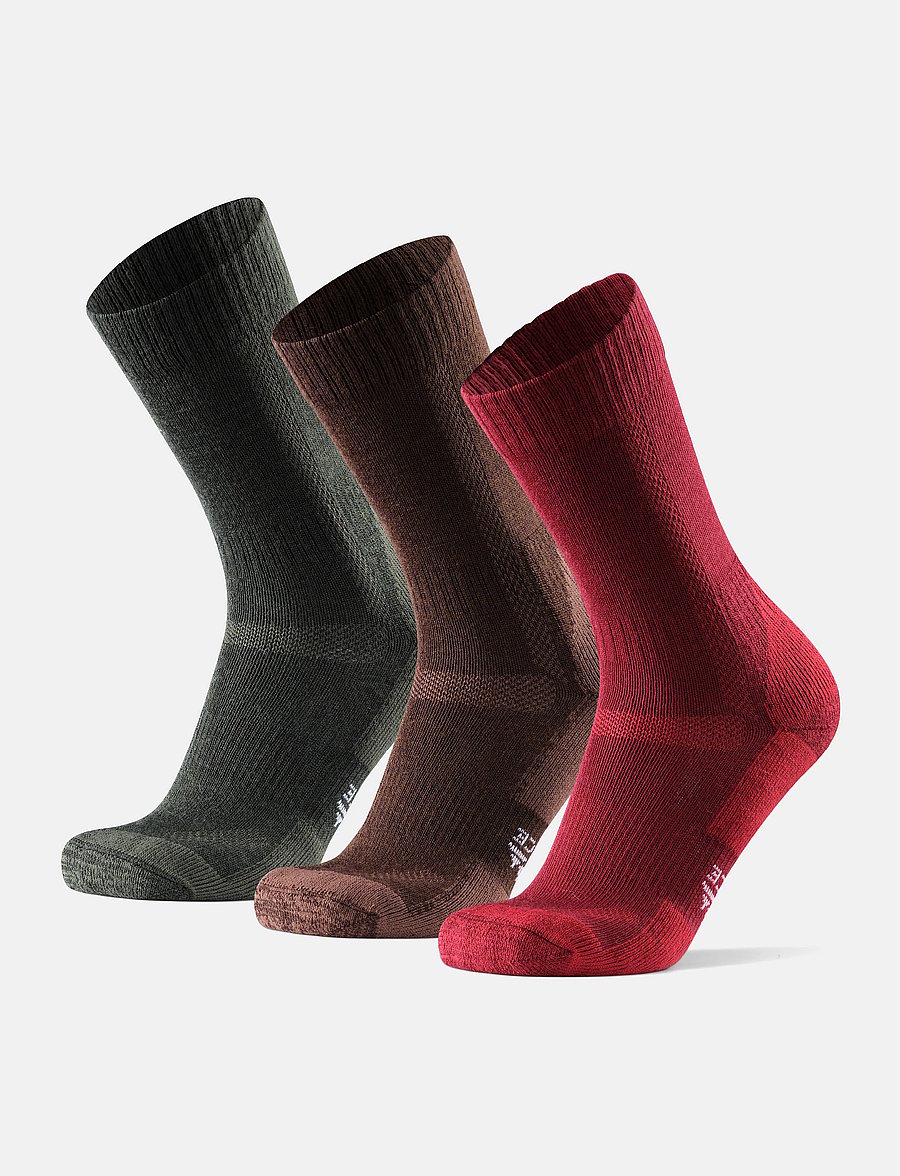Danish Endurance - Classic Hiking Crew Socks 3-pack - sportstrømper - multicolor (green, brown, red) - 1