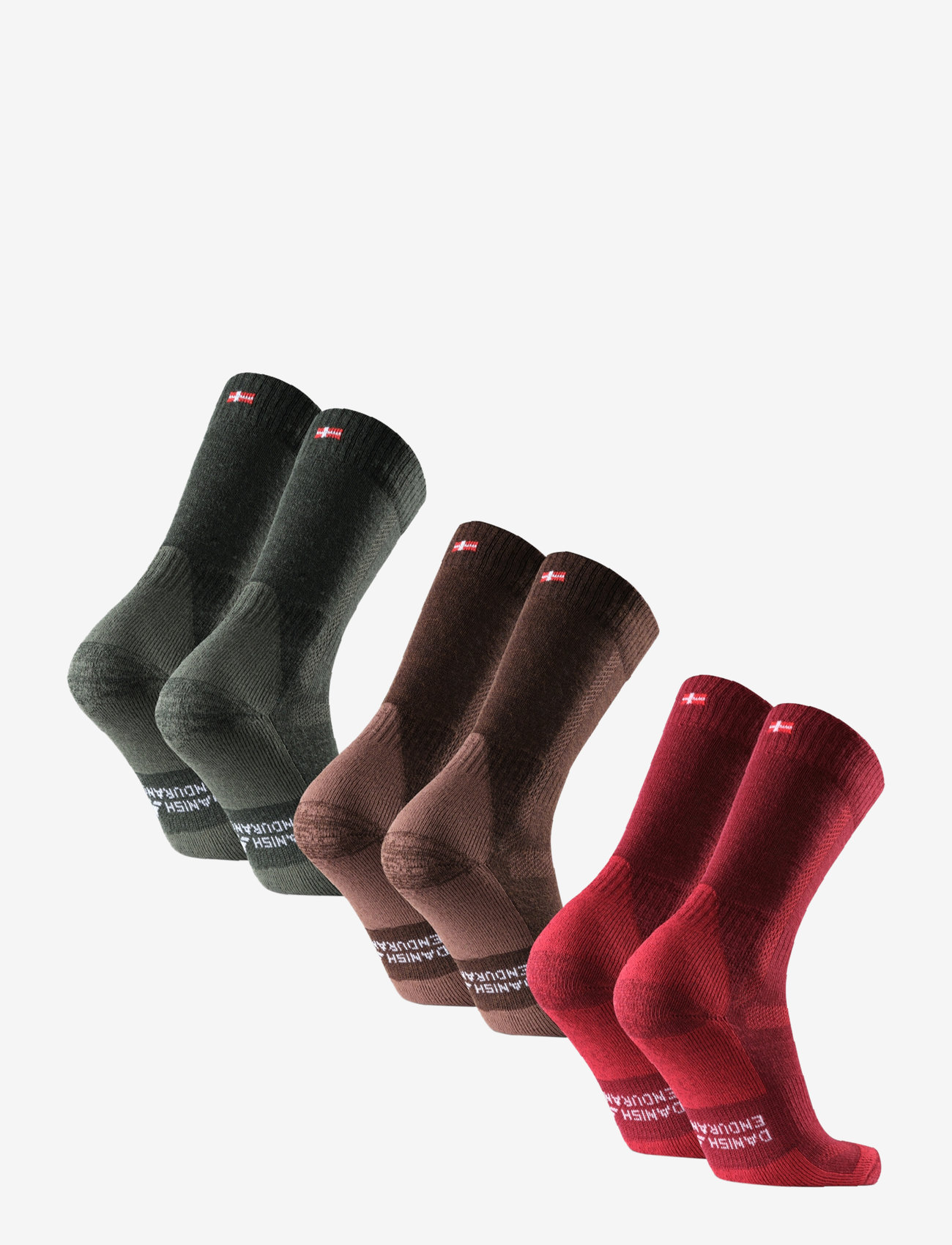 Danish Endurance - Hiking Classic Socks 3-pack - skarpety sportowe - multicolor (green, brown, red) - 2
