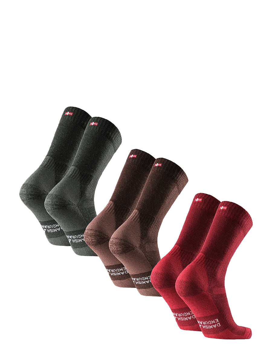 Danish Endurance - Classic Hiking Crew Socks 3-pack - sportstrømper - multicolor (green, brown, red) - 2