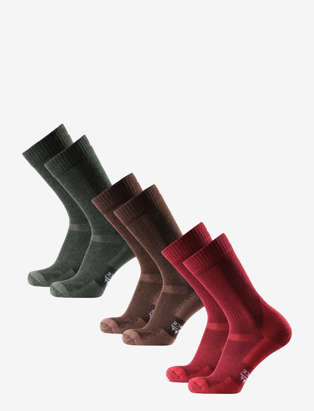 Danish Endurance - Hiking Classic Socks 3-pack - skarpety sportowe - multicolor (green, brown, red) - 3