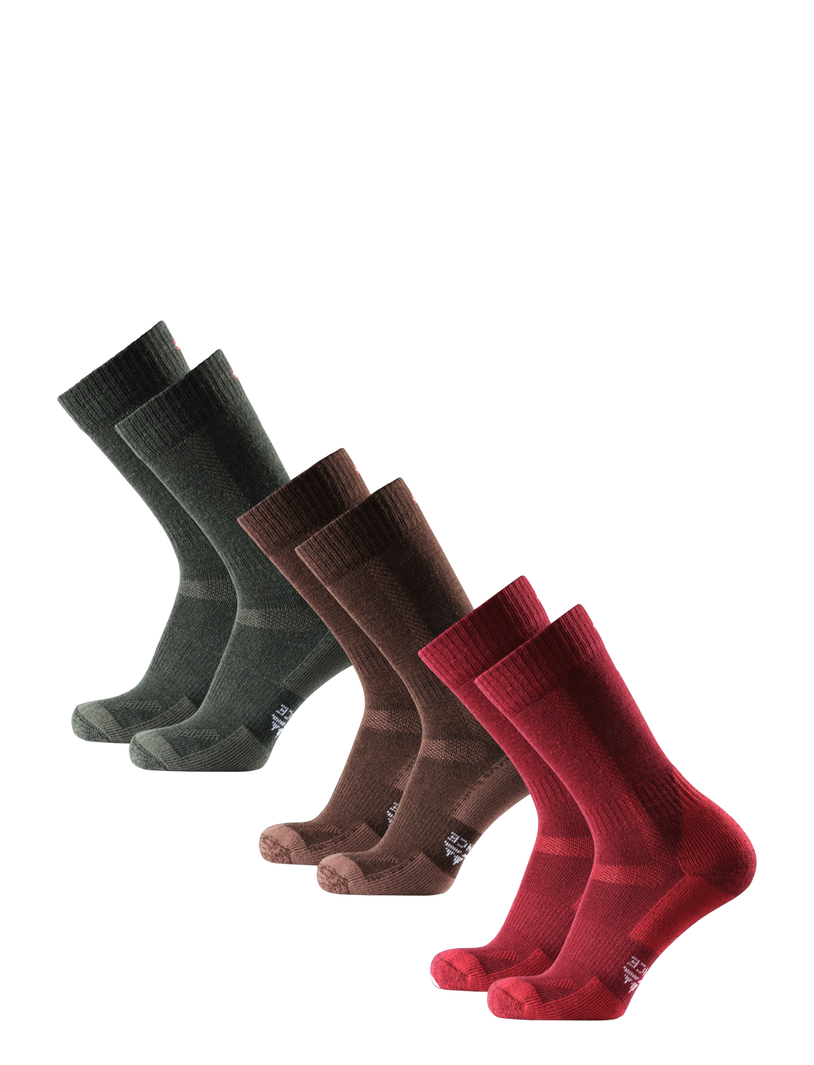 Danish Endurance - Classic Hiking Crew Socks 3-pack - sportstrømper - multicolor (green, brown, red) - 3