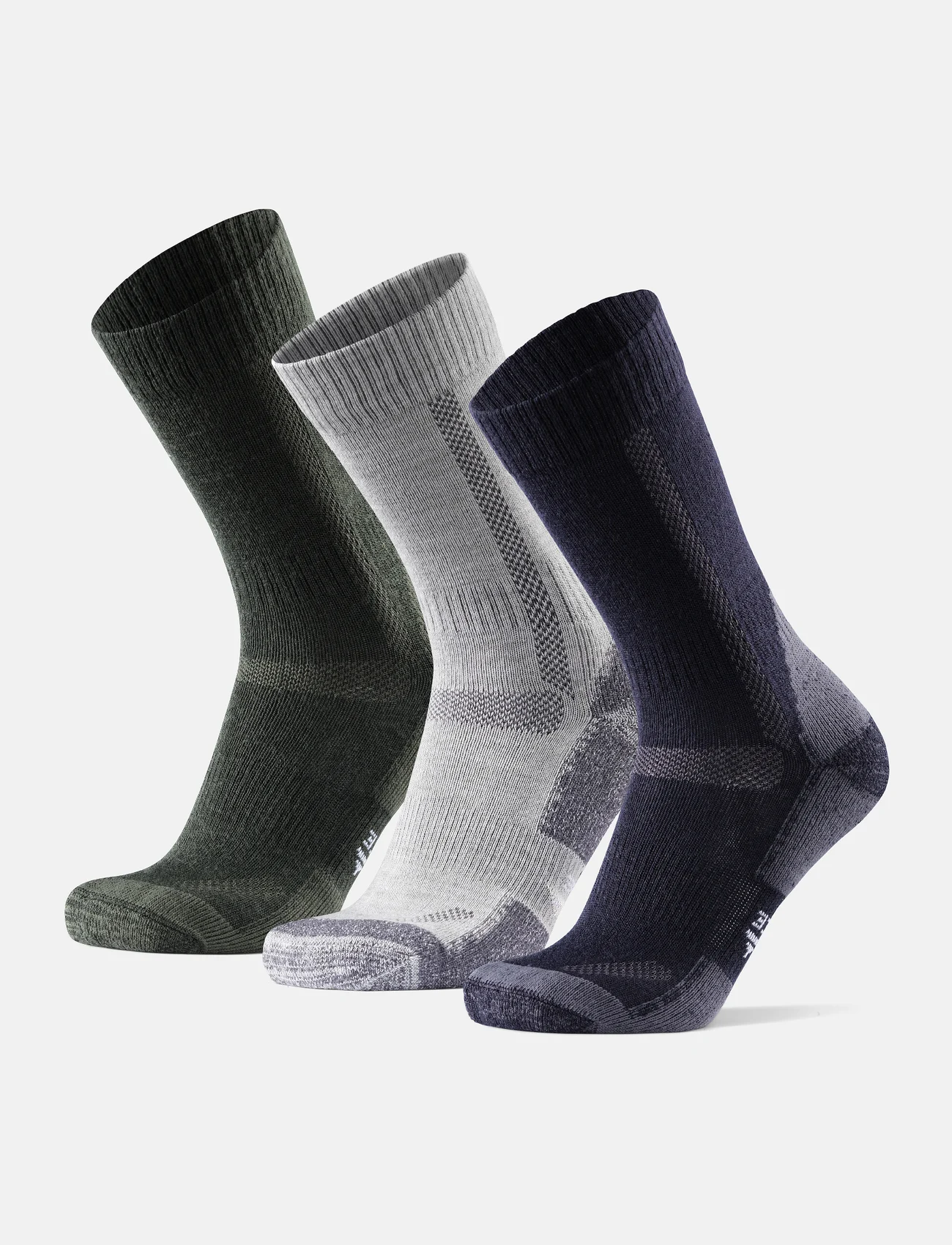 Danish Endurance - Hiking Classic Socks - crew zeķes - multicolor (1x green, 1x grey, 1x navy blue) - 0