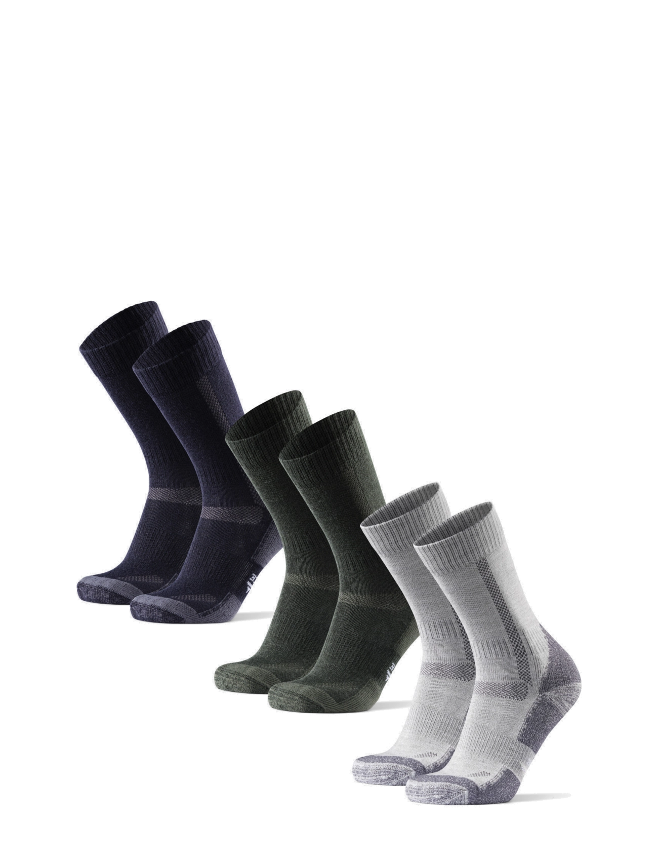 Danish Endurance - Classic Hiking Crew Socks 3-pack - spordisokid - multicolor (1x green, 1x grey, 1x navy blue) - 1