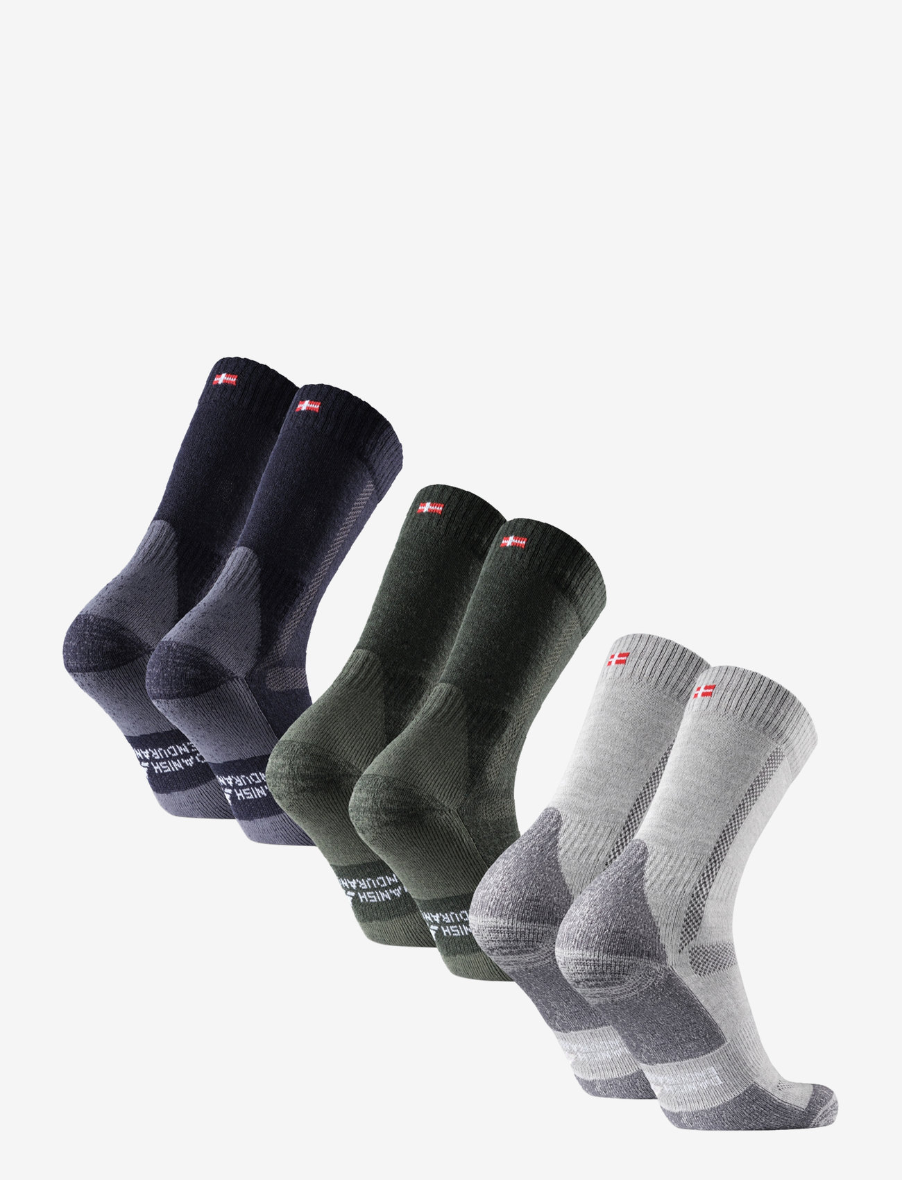 Danish Endurance - Classic Hiking Crew Socks 3-pack - strümpfe - multicolor (1x green, 1x grey, 1x navy blue) - 2