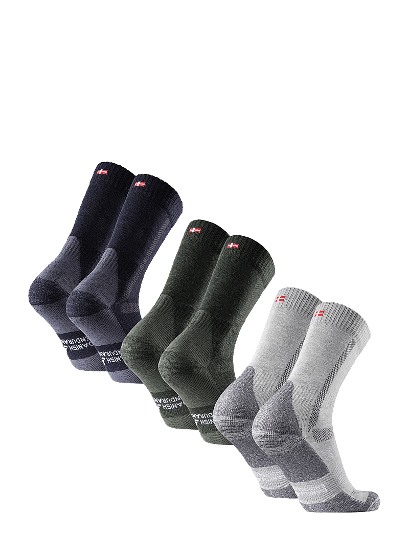 Danish Endurance - Hiking Classic Socks 3-pack - spordisokid - multicolor (1x green, 1x grey, 1x navy blue) - 2