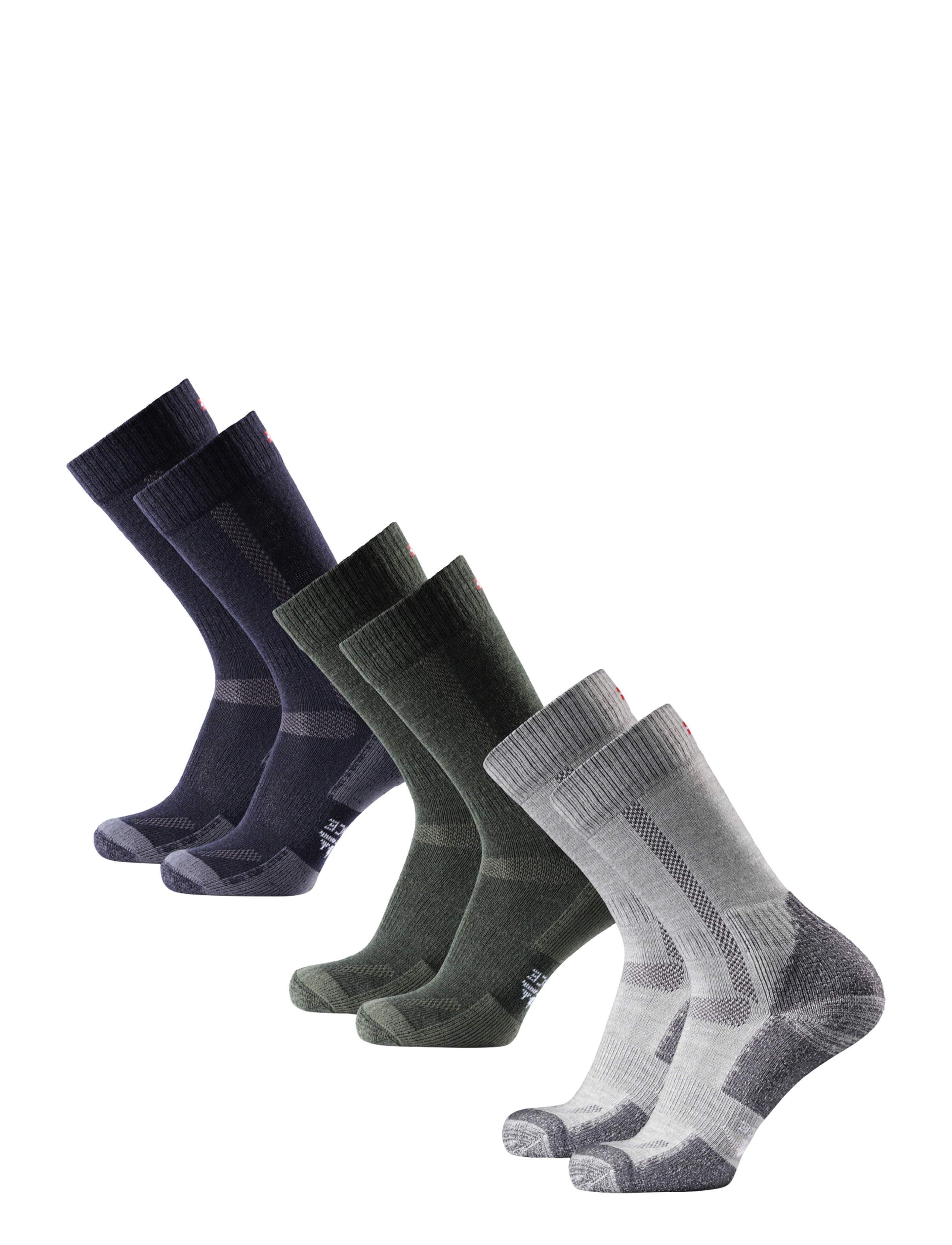 Danish Endurance - Classic Hiking Crew Socks 3-pack - spordisokid - multicolor (1x green, 1x grey, 1x navy blue) - 3