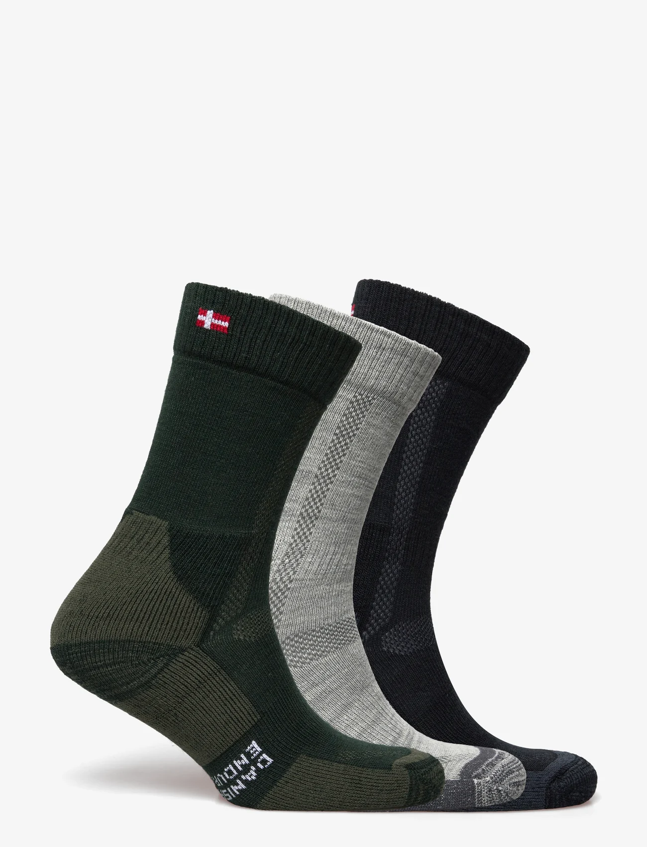 Danish Endurance - Hiking Classic Socks - crew-socken - multicolor (1x green, 1x grey, 1x navy blue) - 1