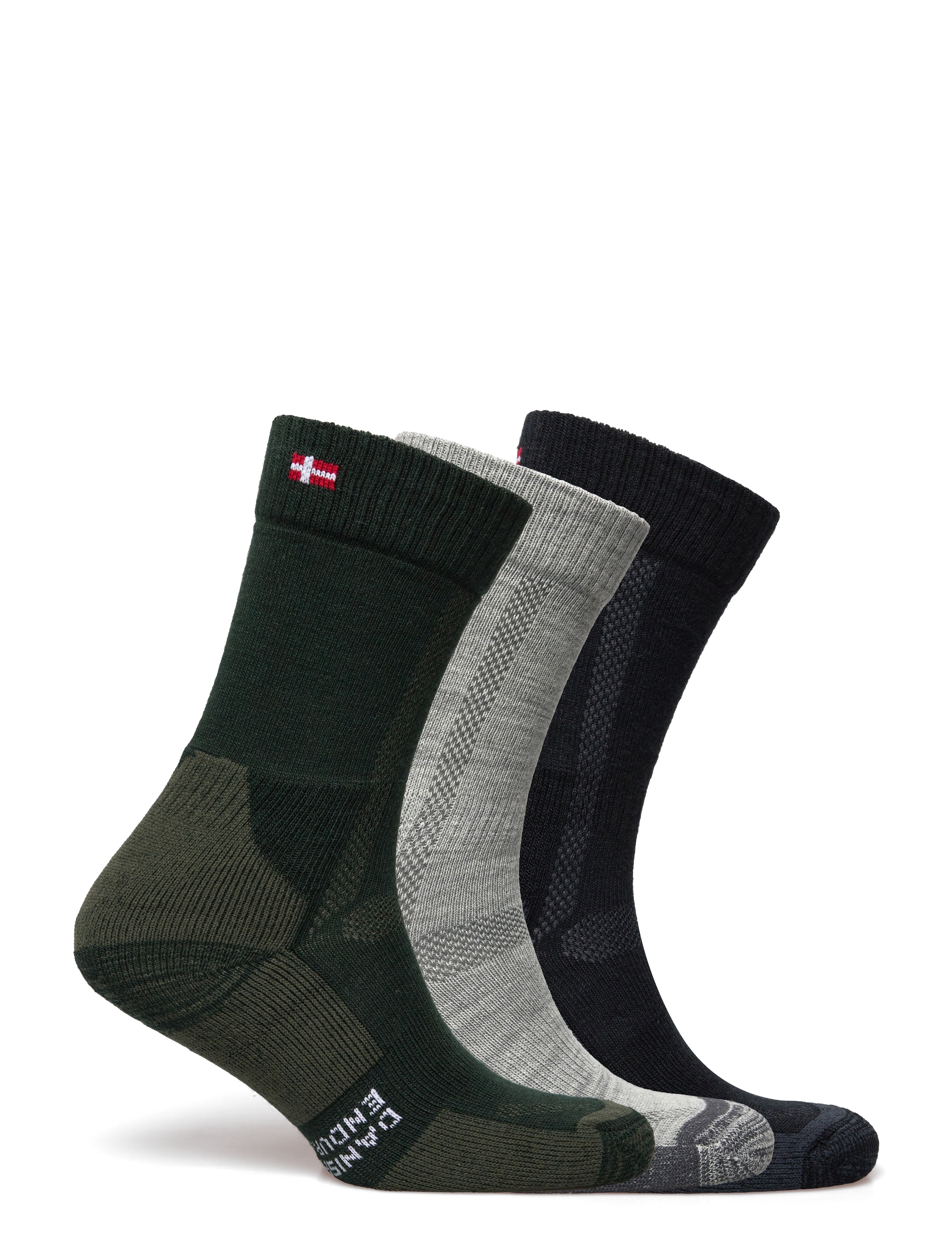 Danish Endurance - Classic Hiking Crew Socks 3-pack - spordisokid - multicolor (1x green, 1x grey, 1x navy blue) - 5