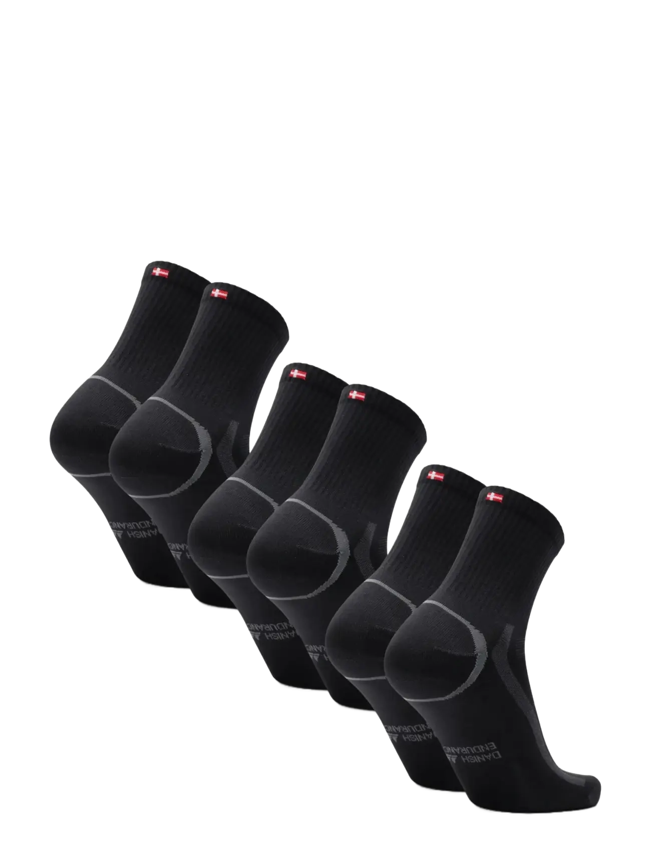 Danish Endurance - Classic Sports Quarter Socks 3-pack - sportstrømper - black/grey - 2