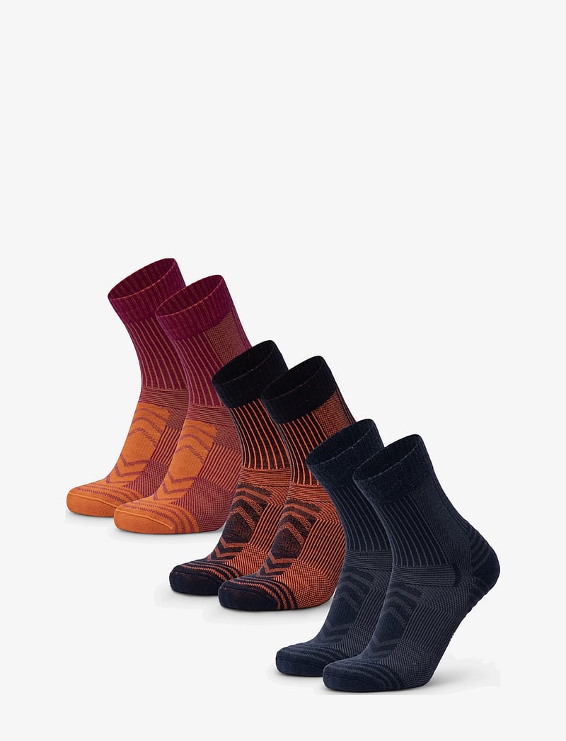 Danish Endurance - Light Hiking Crew Socks 3-pack - träningsstrumpor - mc (1xnavy/orange, 1xfuchsia/orange, 1xnavy) - 1
