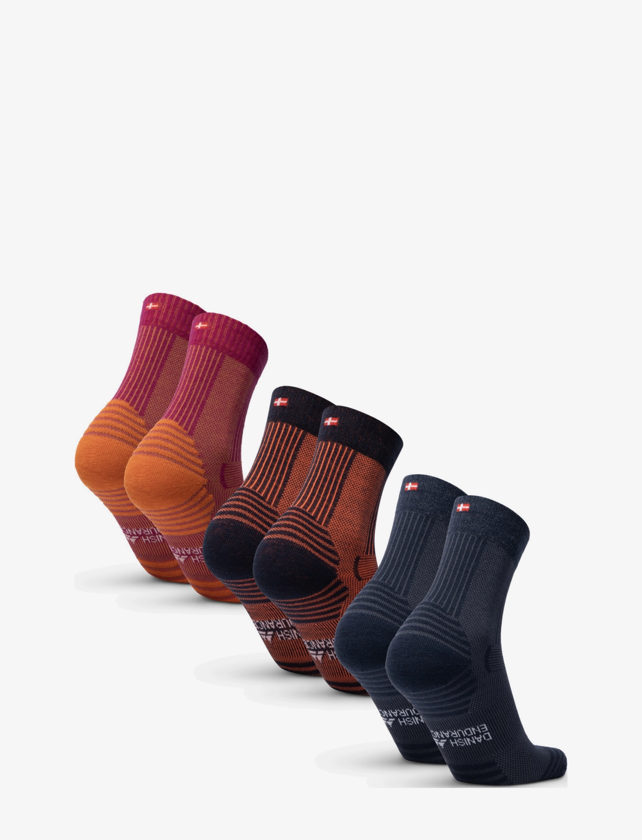 Danish Endurance - Light Hiking Crew Socks 3-pack - urheilusukat - mc (1xnavy/orange, 1xfuchsia/orange, 1xnavy) - 2