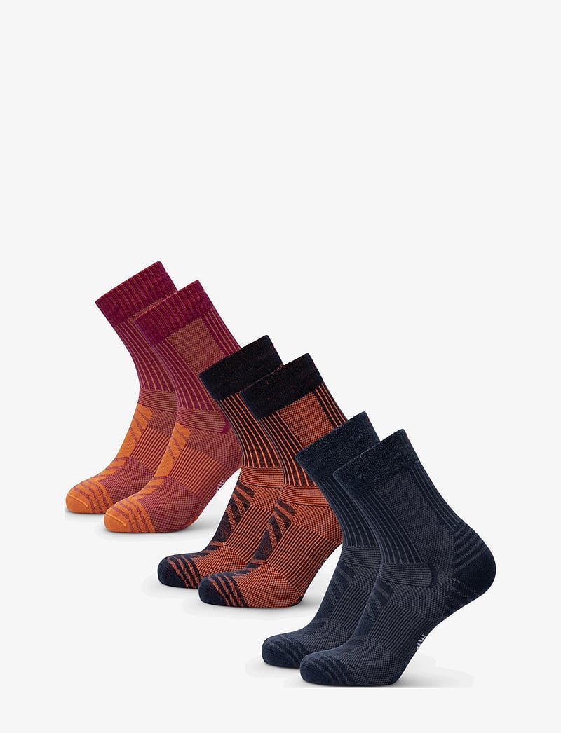 Danish Endurance - Light Hiking Crew Socks 3-pack - träningsstrumpor - mc (1xnavy/orange, 1xfuchsia/orange, 1xnavy) - 3