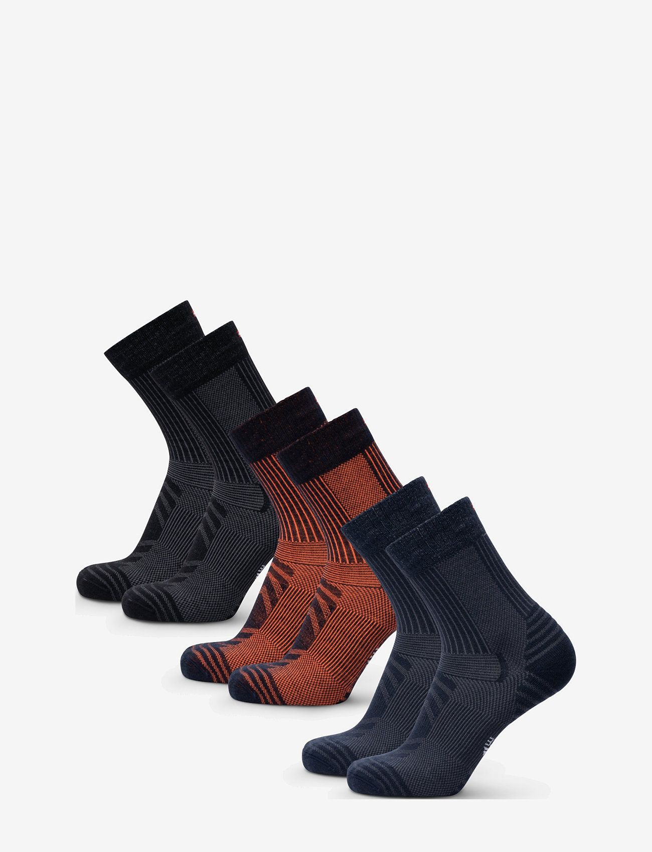 Danish Endurance - Light Hiking Crew Socks 3-pack - träningsstrumpor - mc (1xnavy/orange, 1xblack, 1xnavy) - 3