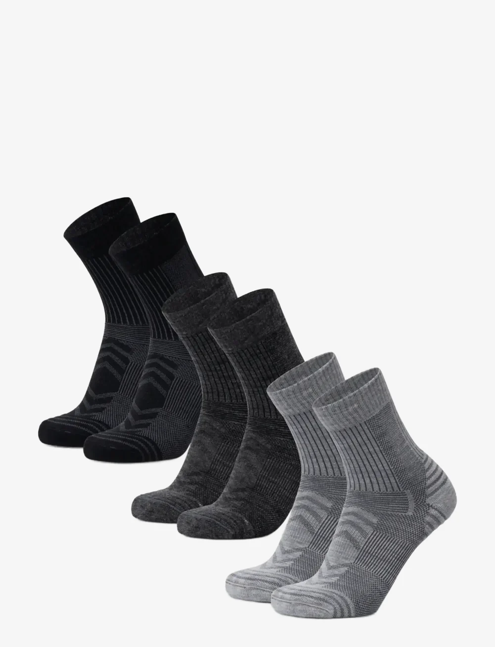 Danish Endurance - Hiking Light Socks - spordisokid - multicolor (1x light grey, 1x dark grey, 1x black) - 1
