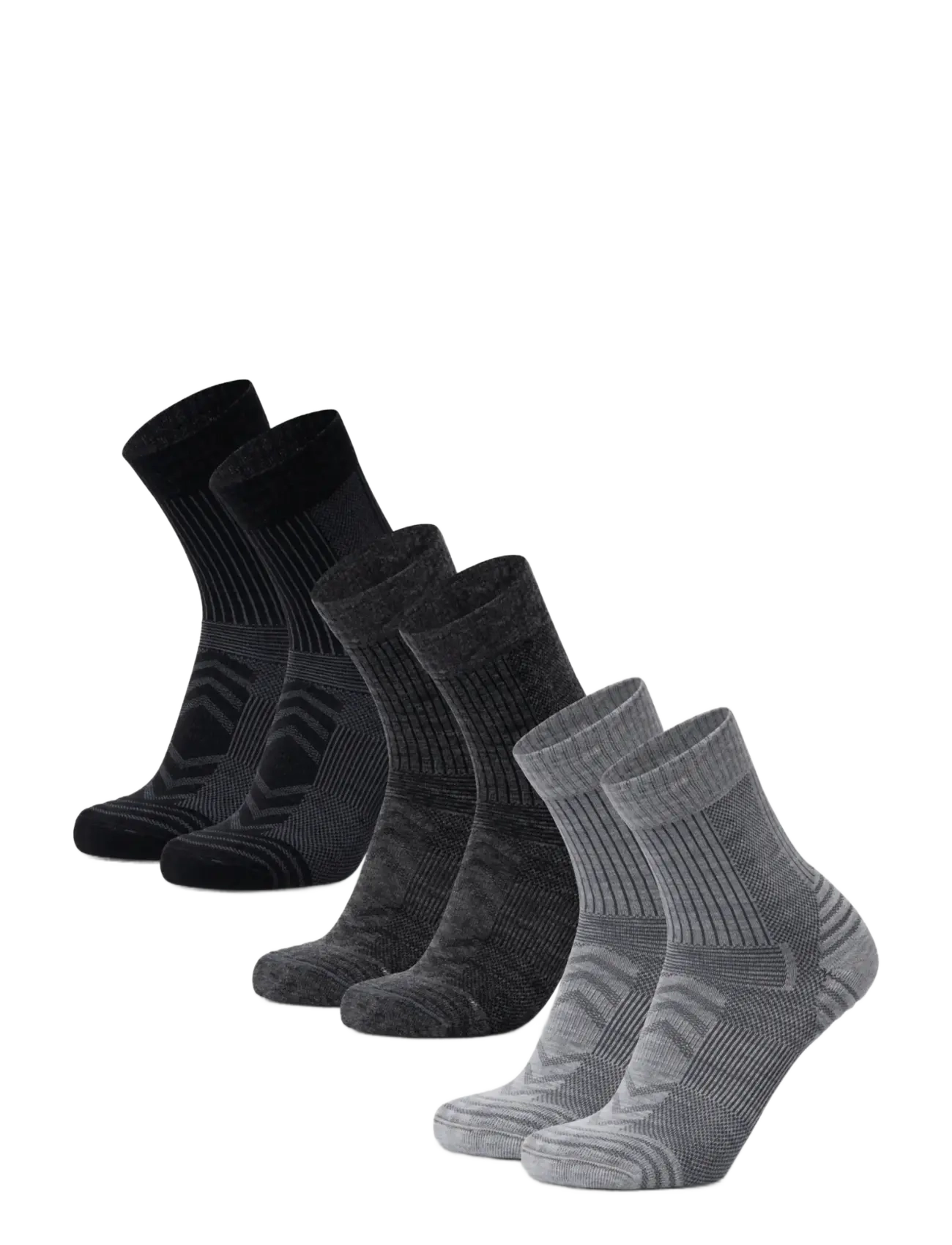 Danish Endurance Light Hiking Crew Socks 3-pack - Strømper - MULTICOLOR (1X LIGHT GREY, 1X DARK GREY, 1X BLACK) / grey