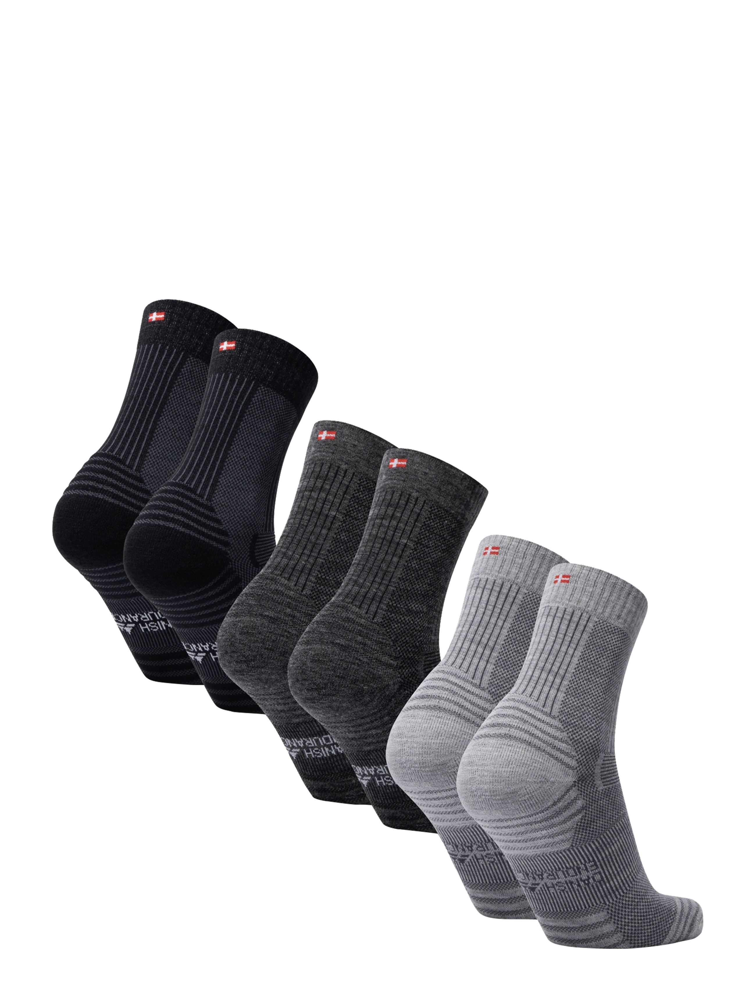 Danish Endurance - Light Hiking Crew Socks 3-pack - skarpety sportowe - multicolor (1x light grey, 1x dark grey, 1x black) - 2