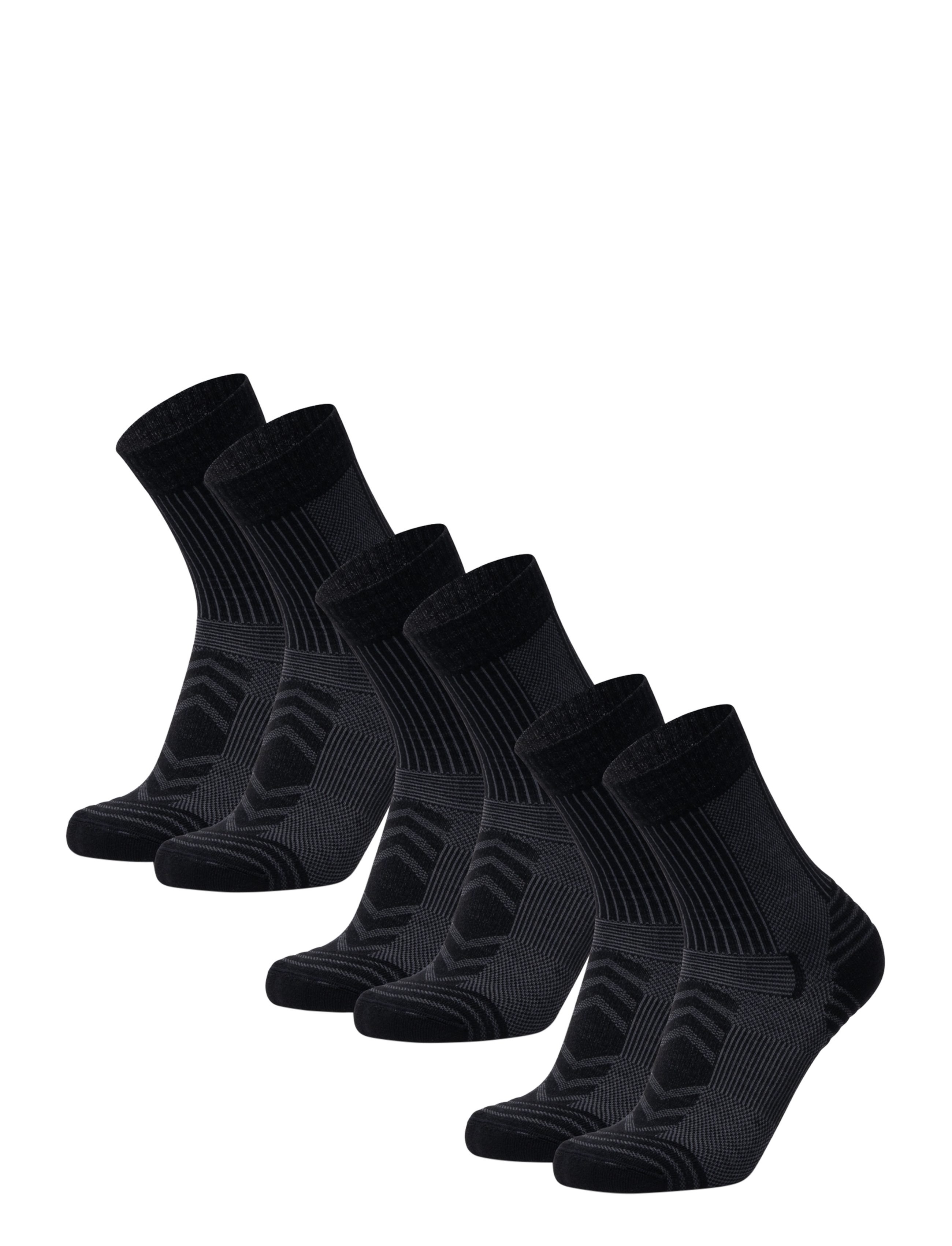 Danish Endurance Light Hiking Crew Socks 3-pack - Tøj - BLACK / black