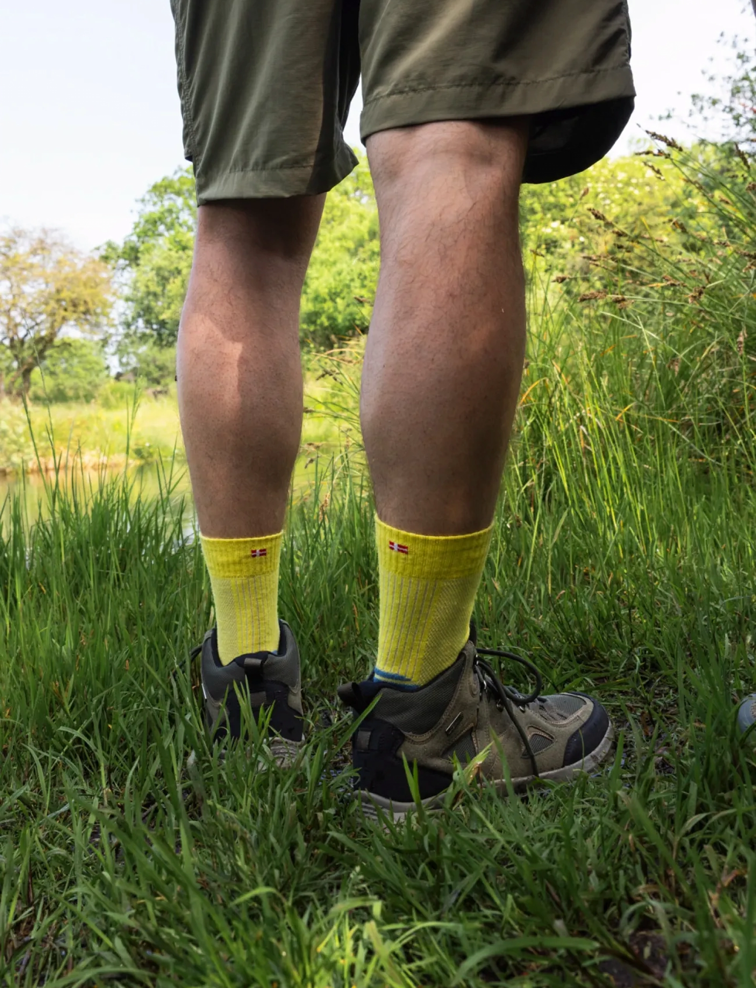 Danish Endurance - Light Hiking Crew Socks 1-pack - sporta zeķes - yellow/blue grey - 3
