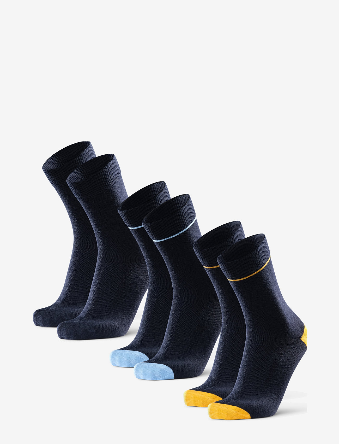 Danish Endurance - Merino Dress Socks 3-pack - träningsstrumpor - multicolor (navy w. yellow/solid navy/navy w. blue) - 1