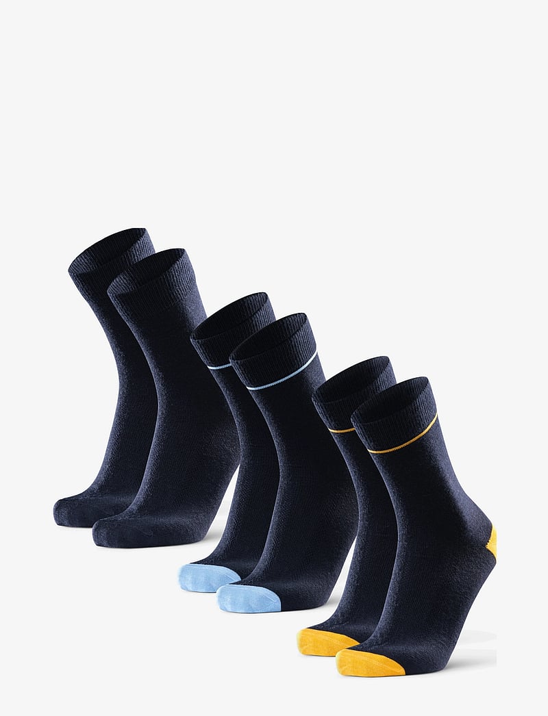 Danish Endurance - Merino Dress Socks 3-pack - träningsstrumpor - multicolor (navy w. yellow/solid navy/navy w. blue) - 1