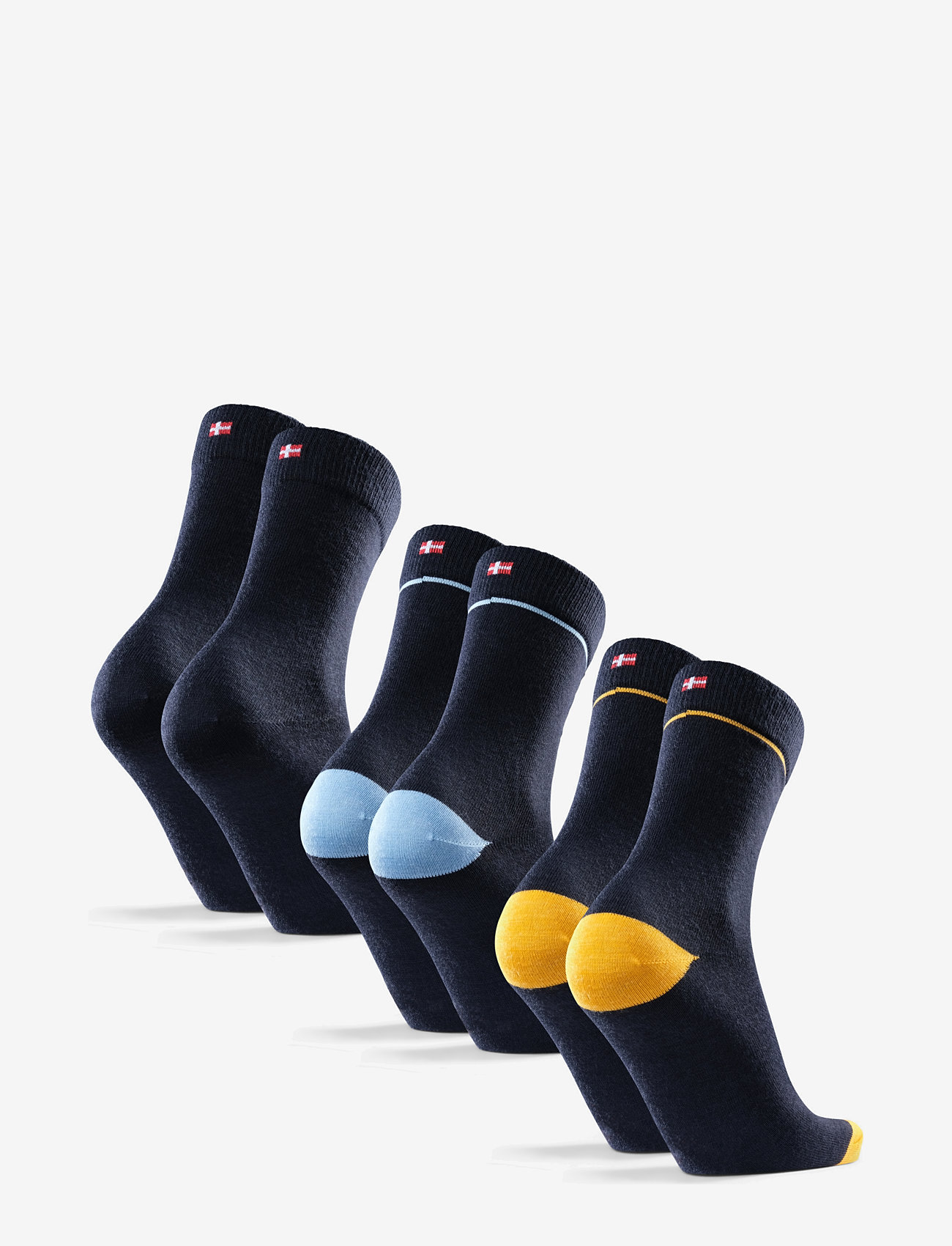 Danish Endurance - Merino Dress Socks 3-pack - träningsstrumpor - multicolor (navy w. yellow/solid navy/navy w. blue) - 2