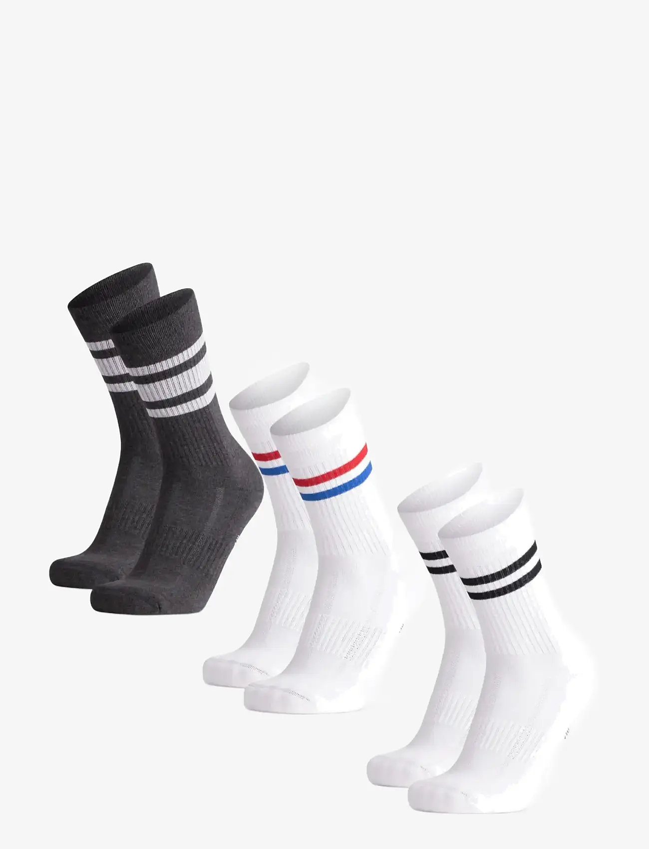 Danish Endurance - Tennis Crew Socks 3-pack - sportsocken - mc (1xgrey/white, 1xwhite/black, 1xred/blue stripe) - 1