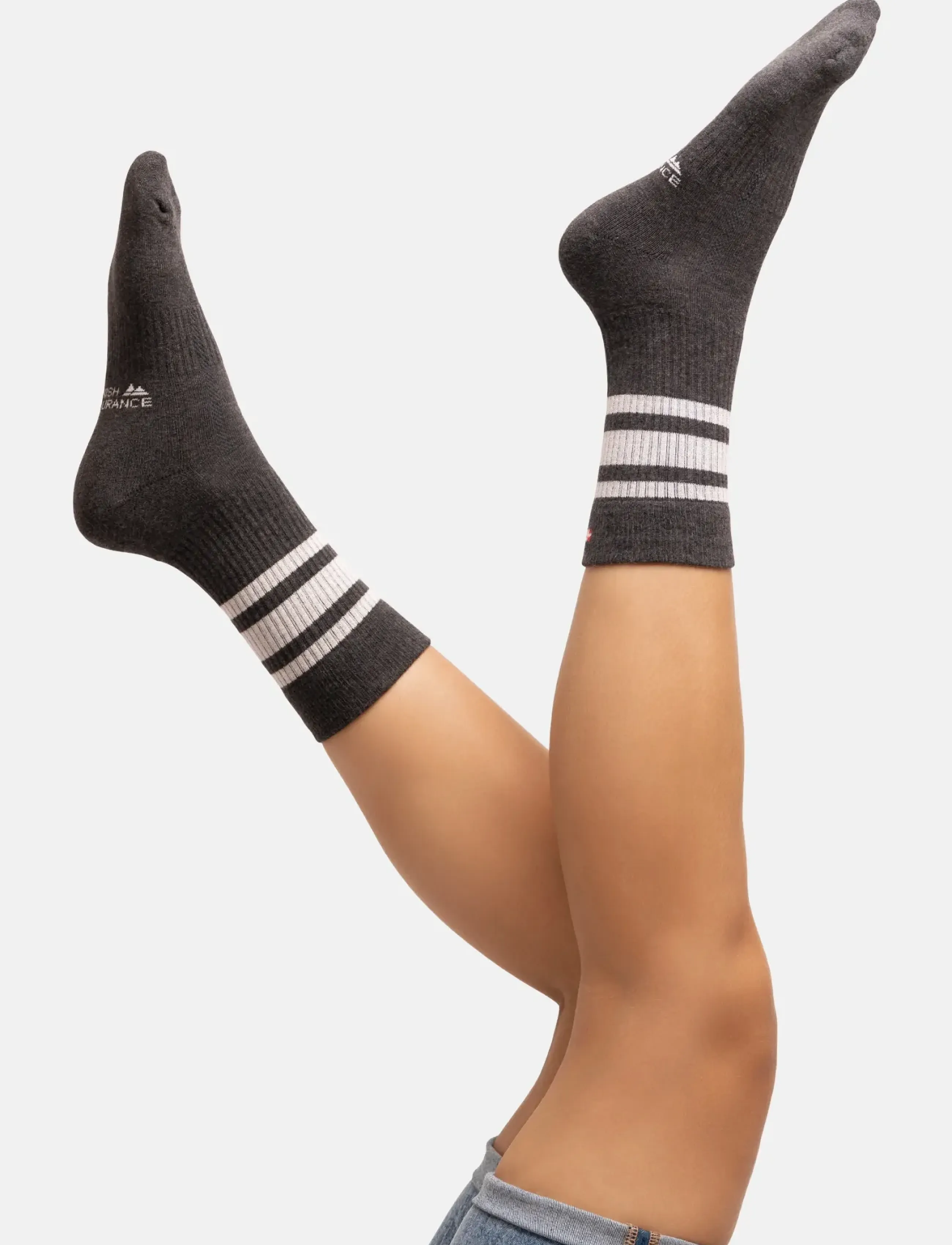 Danish Endurance Tennis Crew Socks 3-pack - Aluspesu - MC (1XGREY/WHITE, 1XWHITE/BLACK, 1XRED/BLUE STRIPE) / white