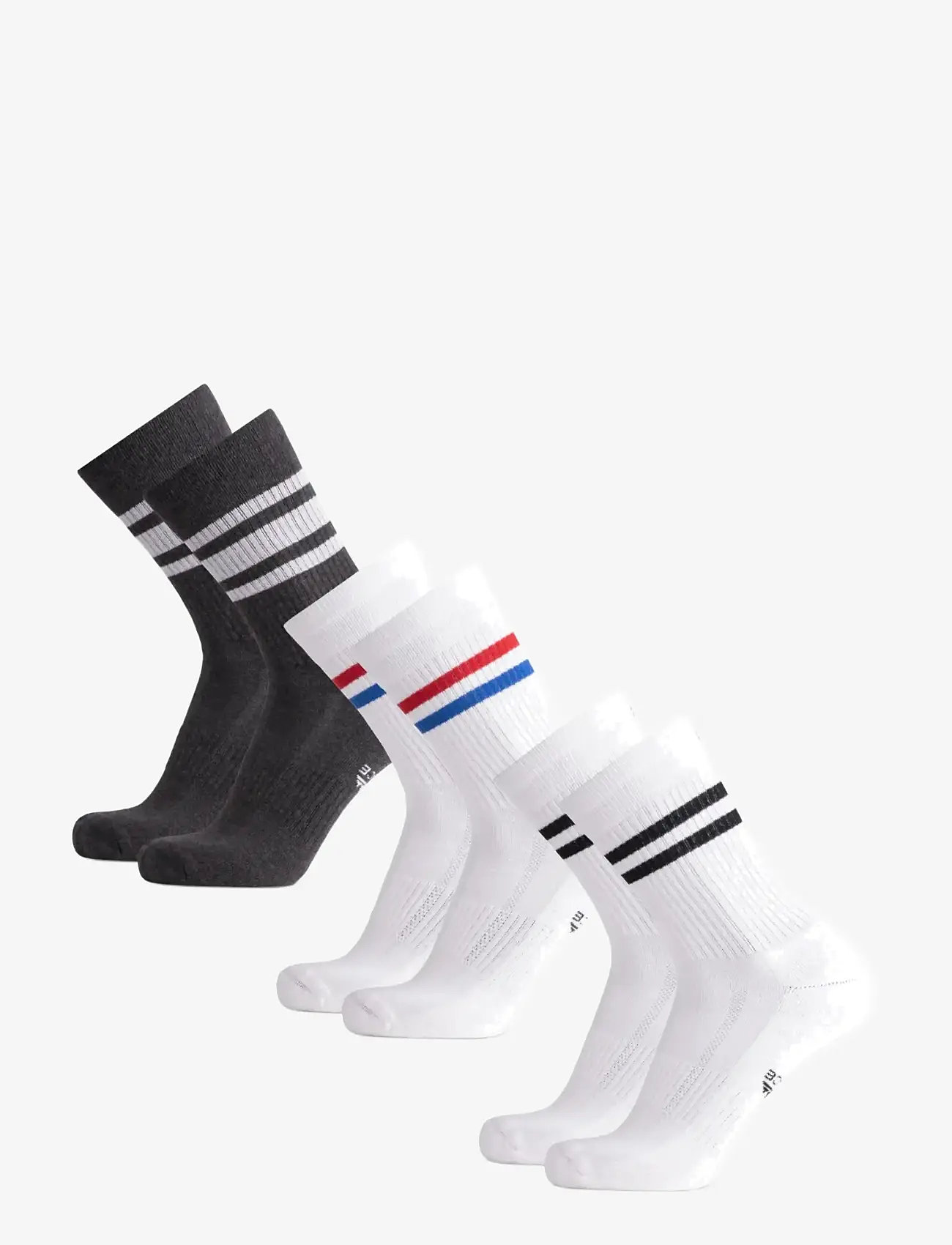 Danish Endurance - Tennis Crew Socks 3-pack - sportsocken - mc (1xgrey/white, 1xwhite/black, 1xred/blue stripe) - 3