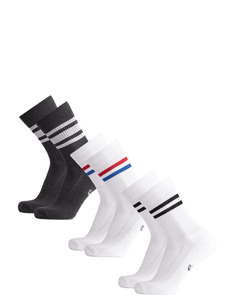 Danish Endurance - Tennis Crew Socks 3-pack - sportsocken - mc (1xgrey/white, 1xwhite/black, 1xred/blue stripe) - 3