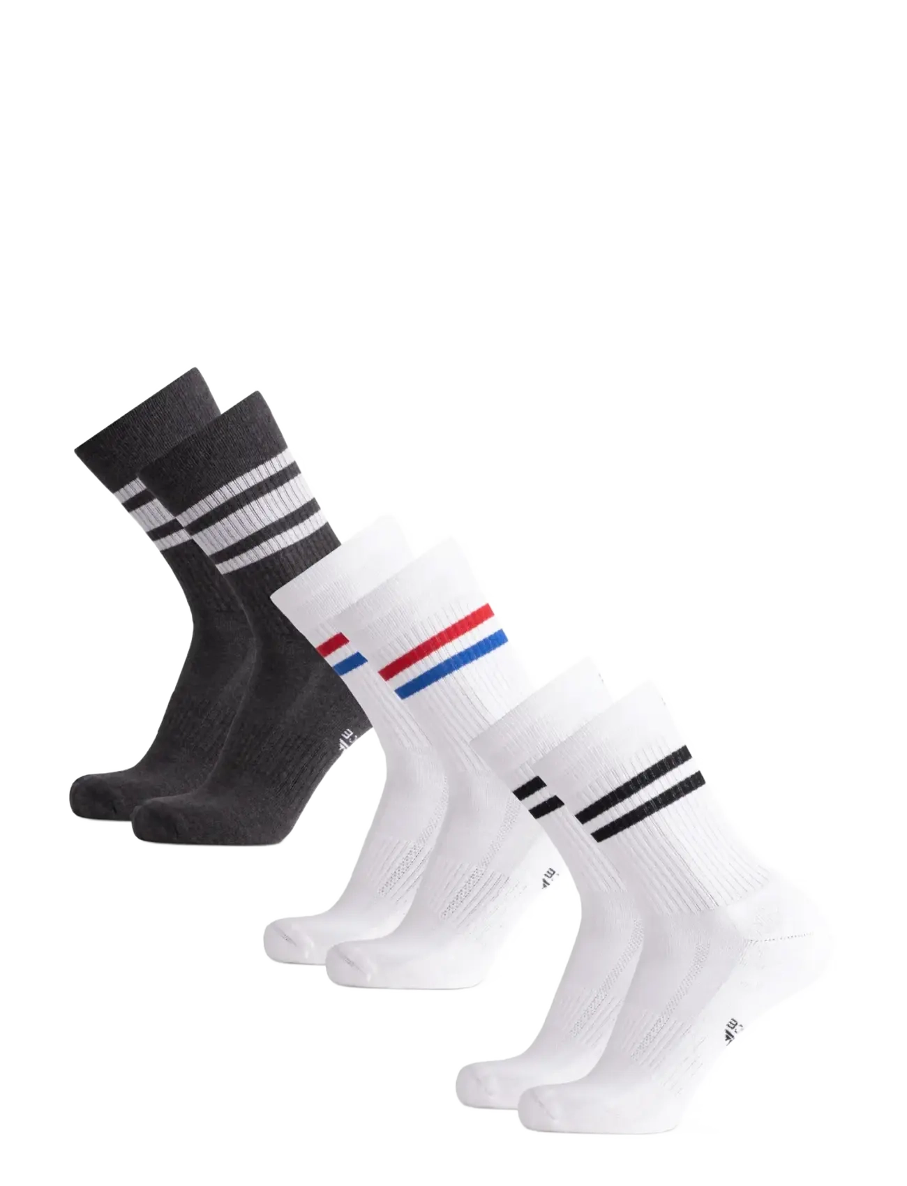 Danish Endurance - Tennis Crew Socks 3-pack - laveste priser - mc (1xgrey/white, 1xwhite/black, 1xred/blue stripe) - 3