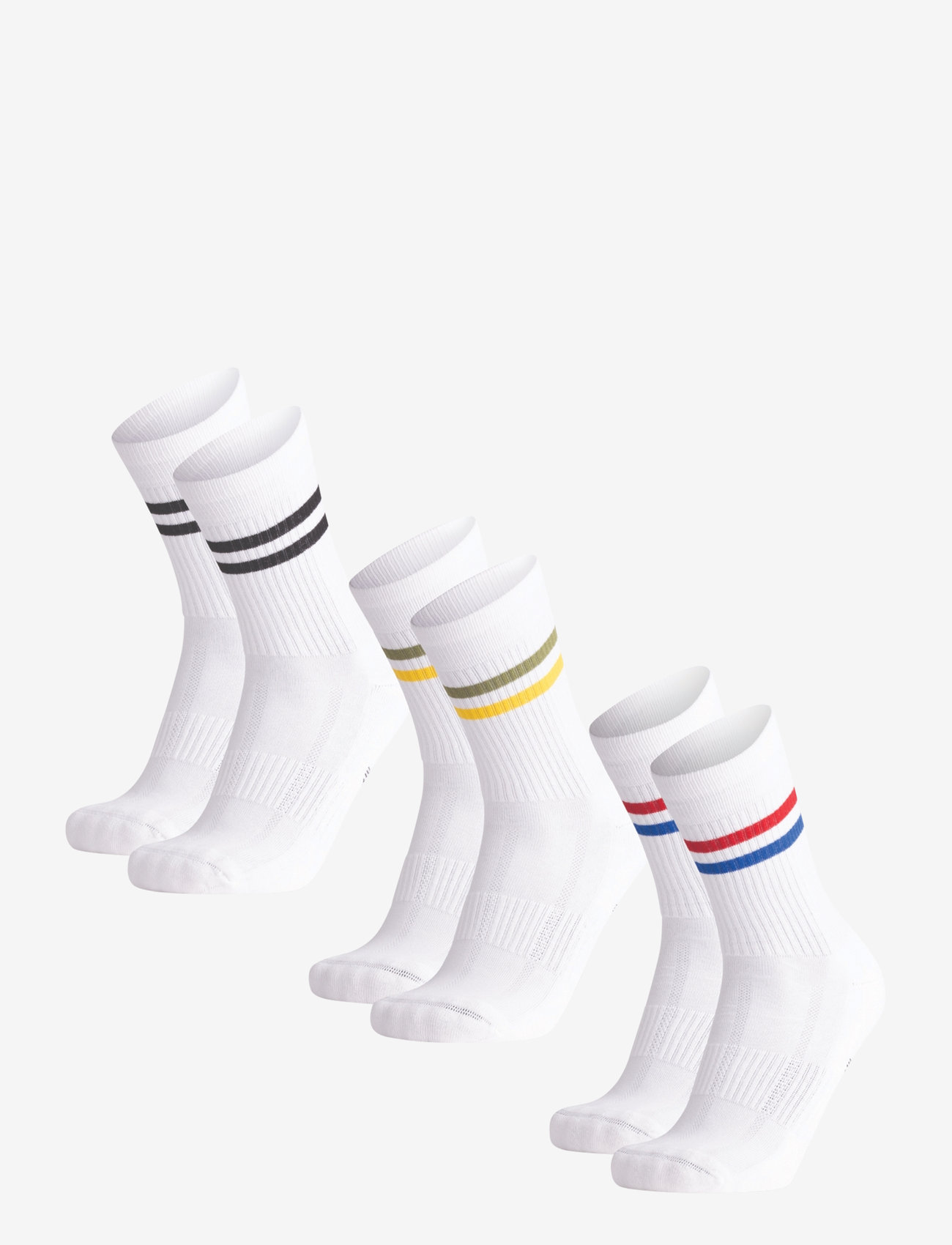 Danish Endurance - Tennis Crew Socks 3-pack - sportsocken - white retro (stripes in red/blue, black, green/yellow) - 1