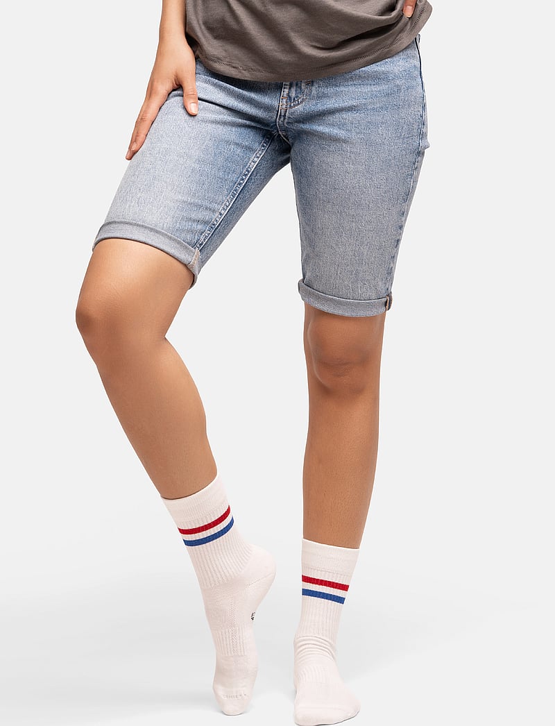 Danish Endurance - Tennis Crew Socks 3-pack - sportsocken - white retro (stripes in red/blue, black, green/yellow) - 0