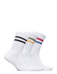 Danish Endurance - Tennis Crew Socks 3-pack - kousen - white retro (stripes in red/blue, black, green/yellow) - 1