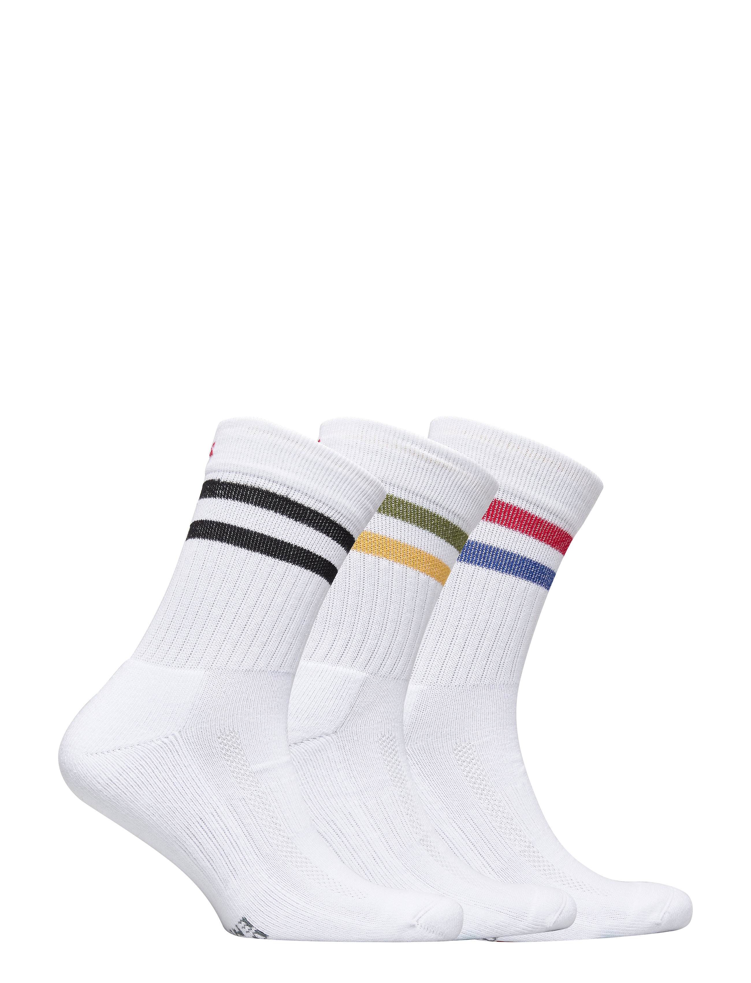 Danish Endurance - Tennis Crew Socks 3-pack - sportstrømper - white retro (stripes in red/blue, black, green/yellow) - 4