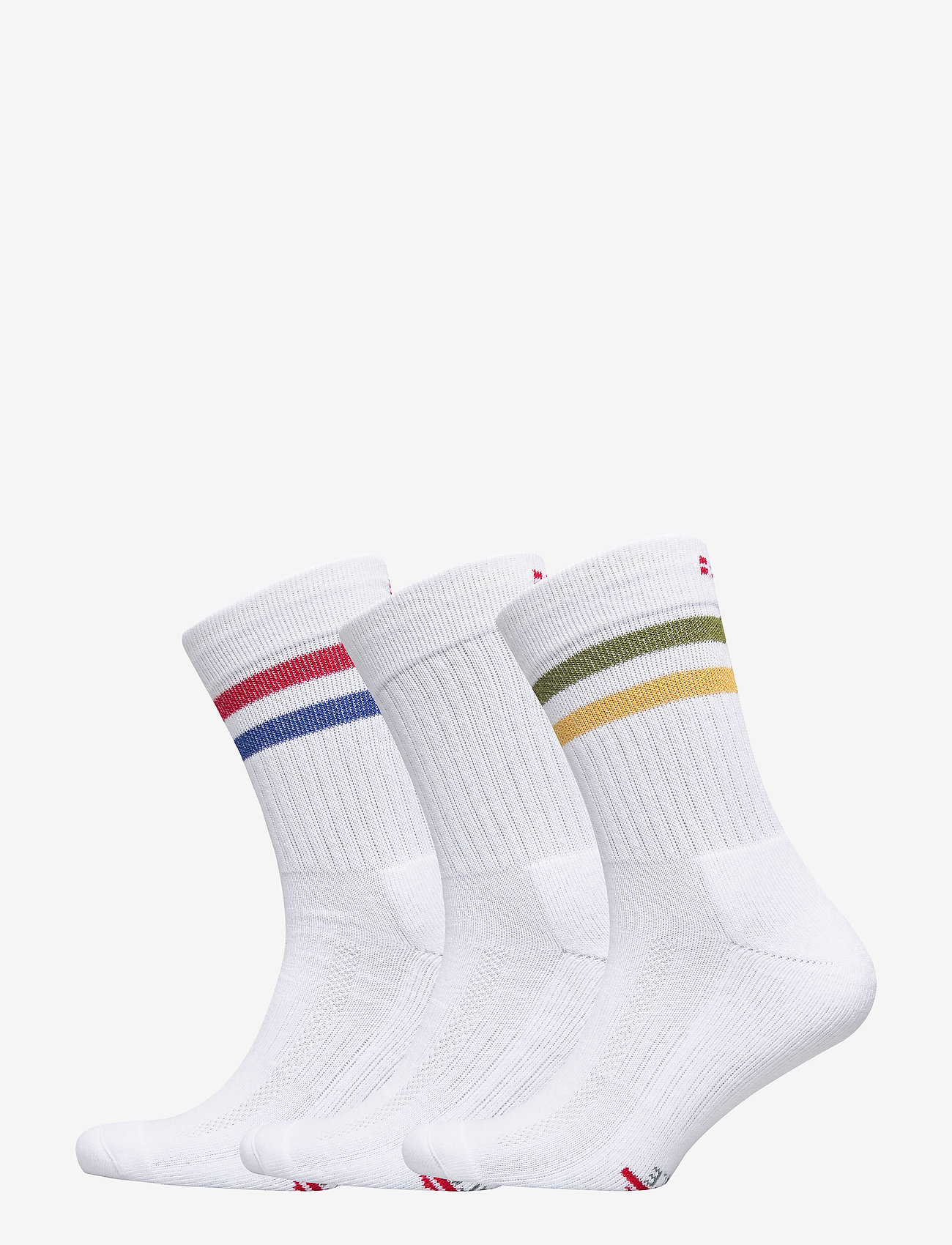 Danish Endurance - Tennis Crew Socks 3-pack - almindelige strømper - white retro (stripes in red/blue, white, green/yellow) - 0
